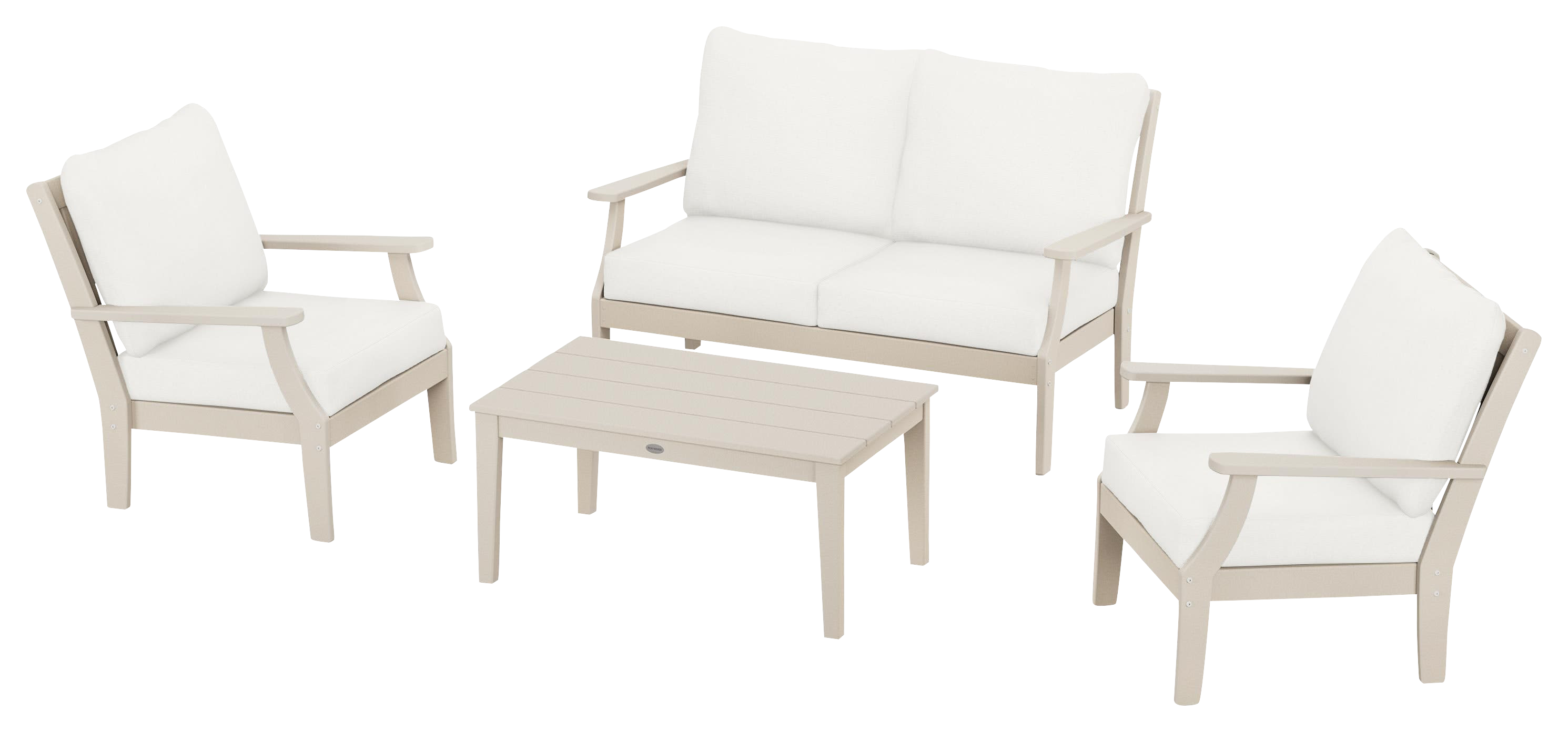 Image of POLYWOOD Braxton 4-Piece Deep-Seating Chair Set - Sand/Natural Linen