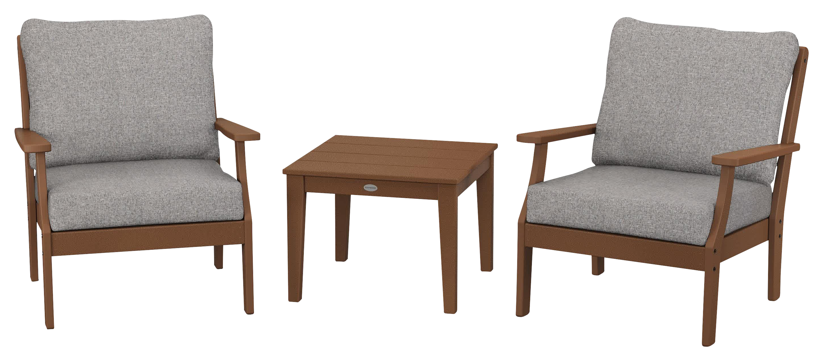 Image of POLYWOOD Braxton 3-Piece Deep-Seating Set - Teak/Grey Mist