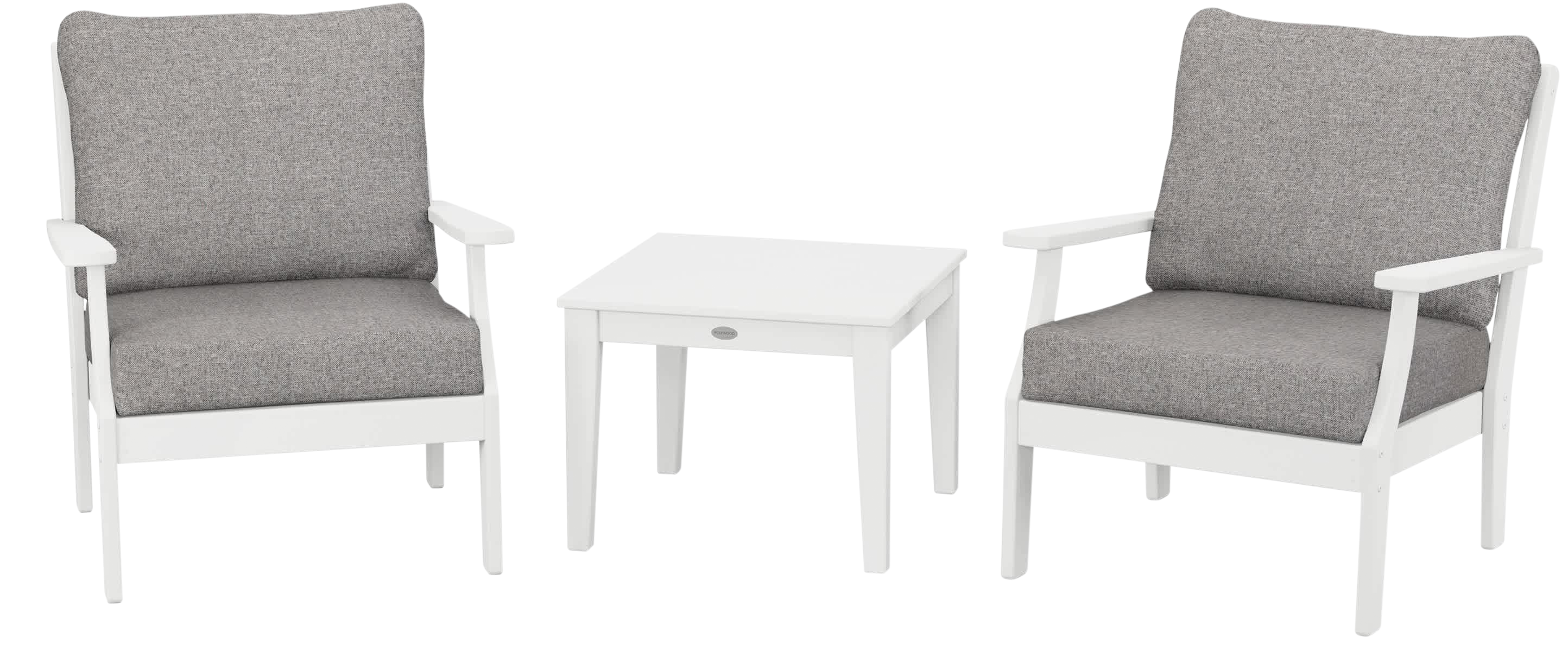Image of POLYWOOD Braxton 3-Piece Deep-Seating Set - White/Grey Mist