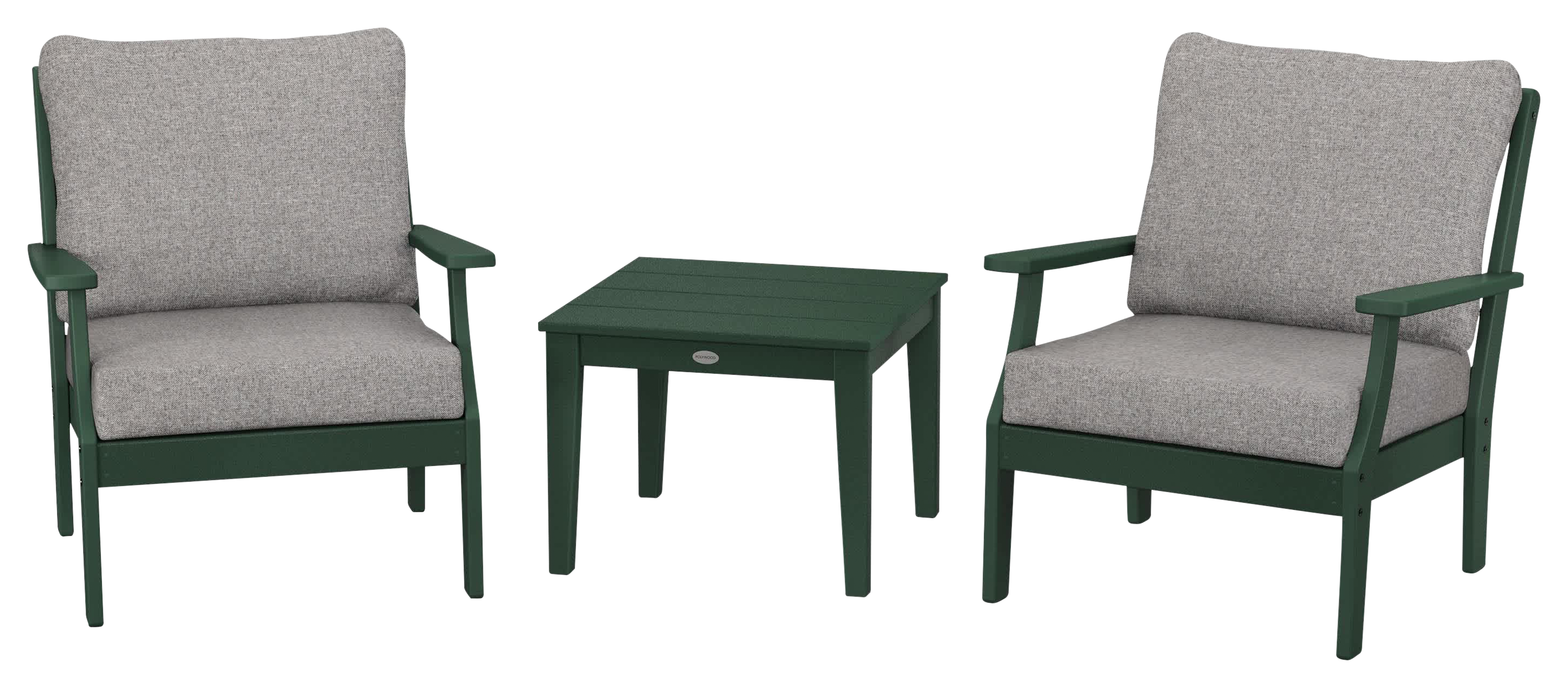 Image of POLYWOOD Braxton 3-Piece Deep-Seating Set - Green/Grey Mist