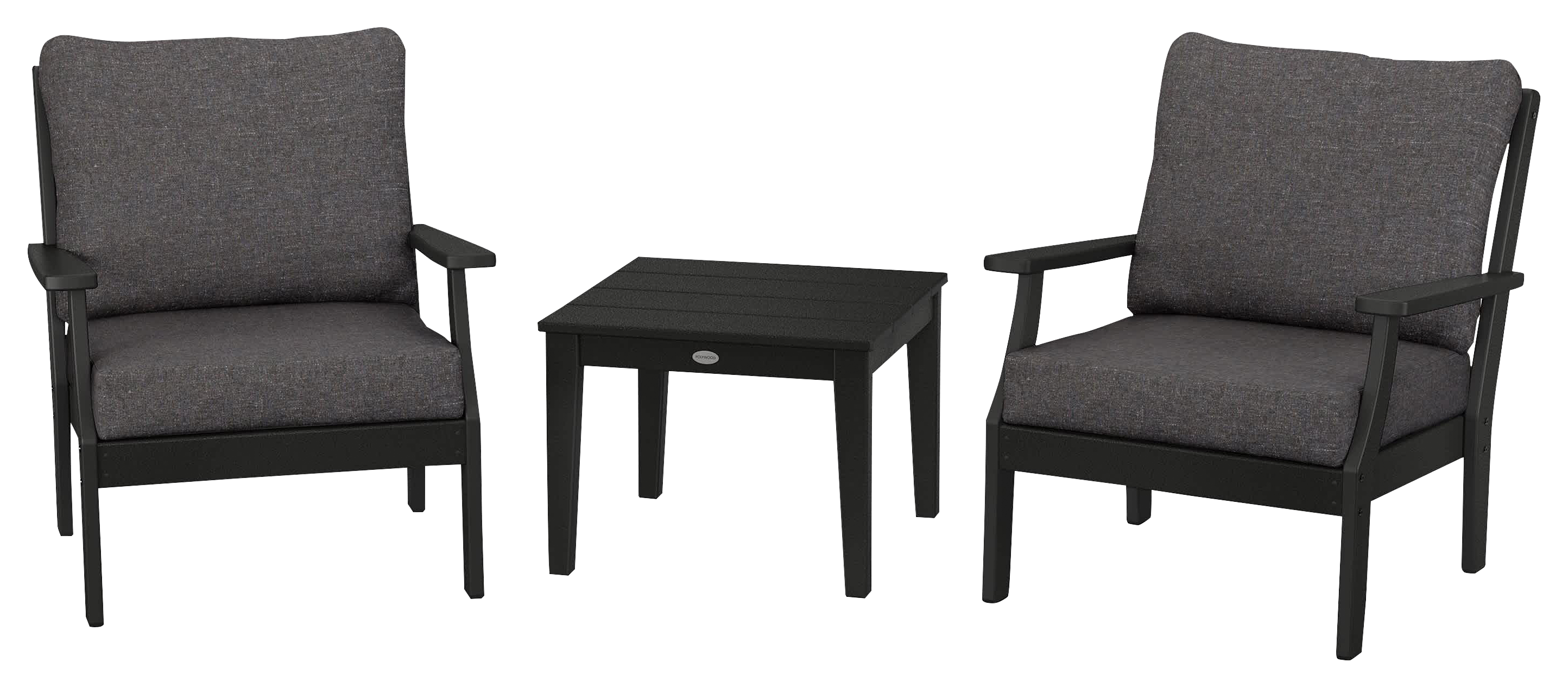 Image of POLYWOOD Braxton 3-Piece Deep-Seating Set - Black/Ash Charcoal