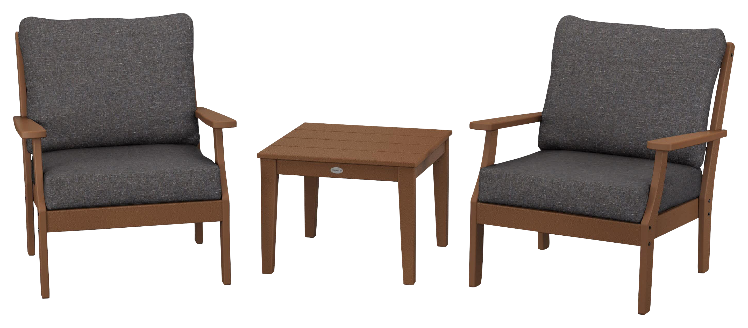 Image of POLYWOOD Braxton 3-Piece Deep-Seating Set - Teak/Ash Charcoal