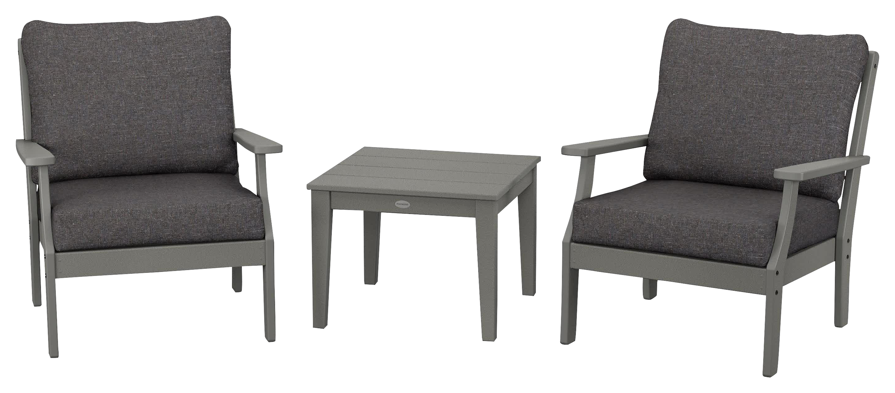Image of POLYWOOD Braxton 3-Piece Deep-Seating Set - Slate/Ash Charcoal