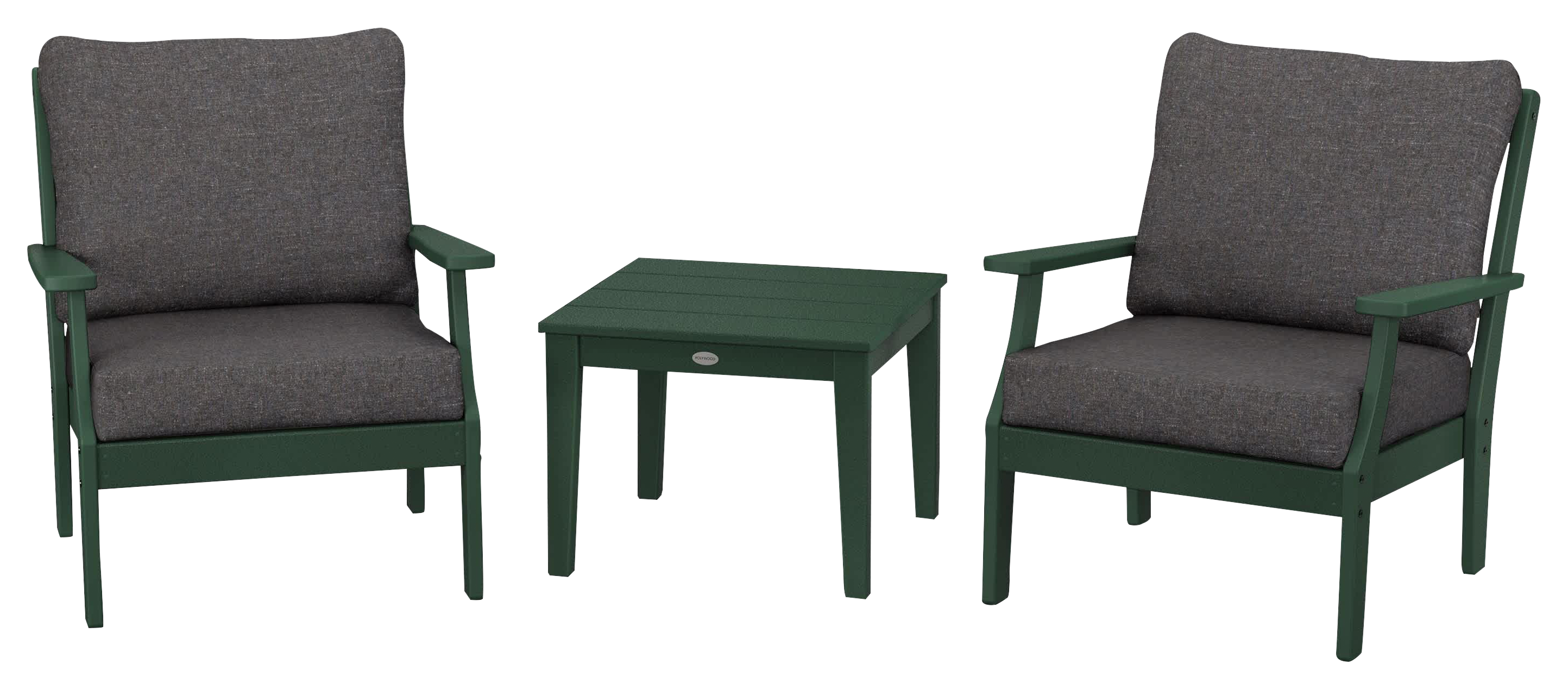 Image of POLYWOOD Braxton 3-Piece Deep-Seating Set - Green/Ash Charcoal