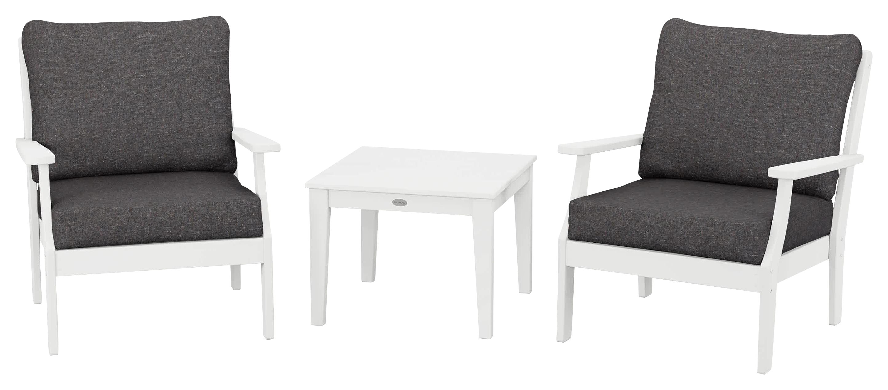 Image of POLYWOOD Braxton 3-Piece Deep-Seating Set - White/Ash Charcoal