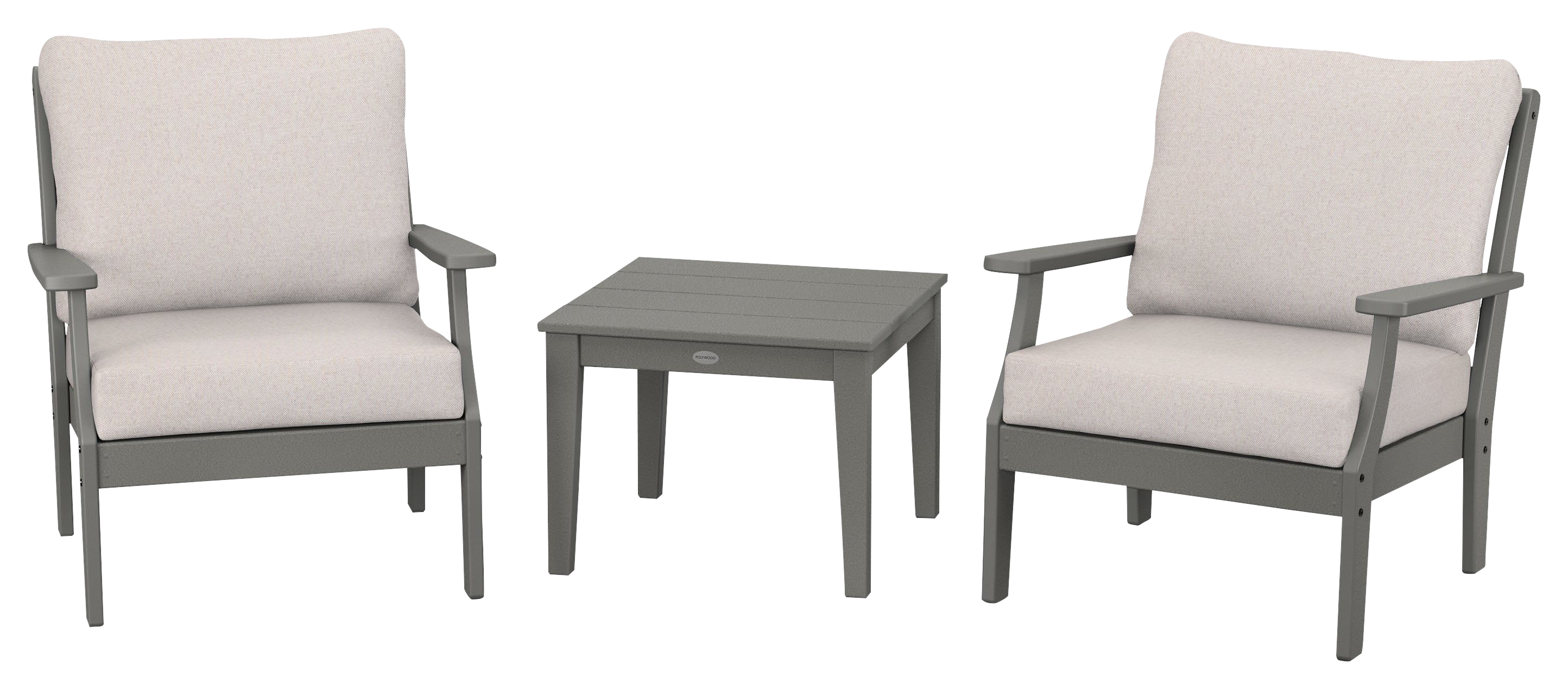 Image of POLYWOOD Braxton 3-Piece Deep-Seating Set - Slate/Dune Burlap