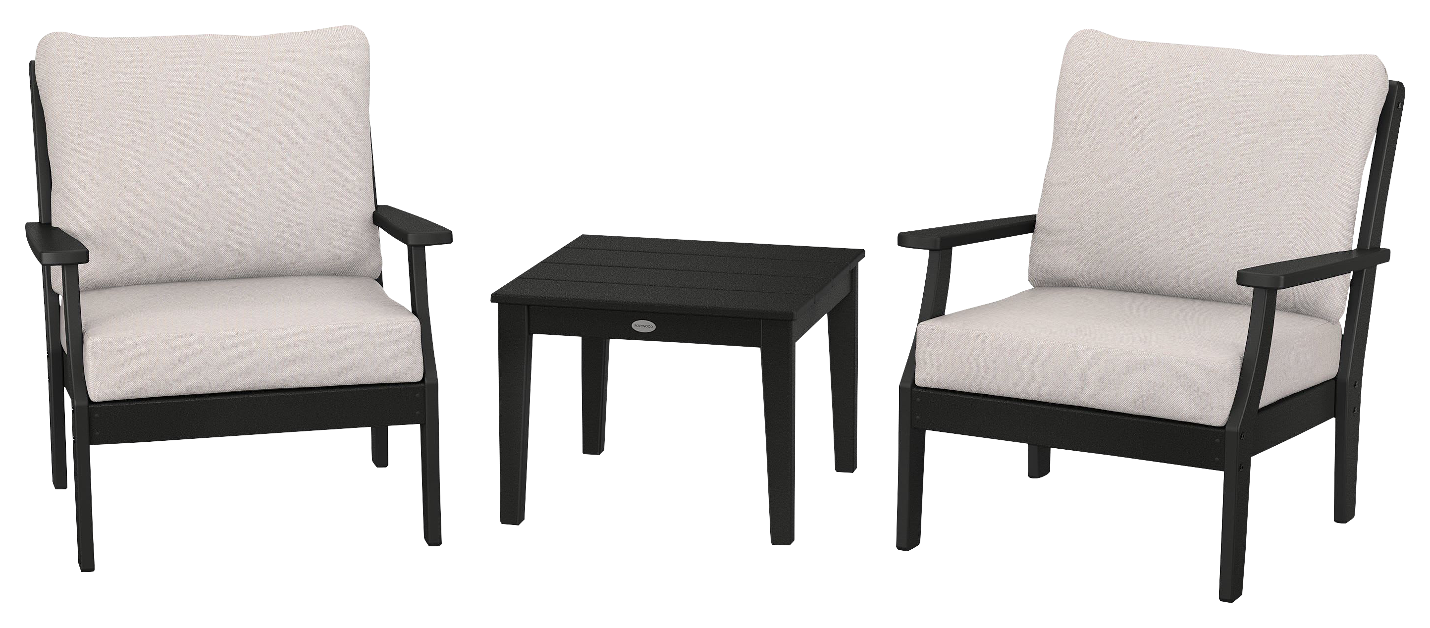 Image of POLYWOOD Braxton 3-Piece Deep-Seating Set - Black/Dune Burlap