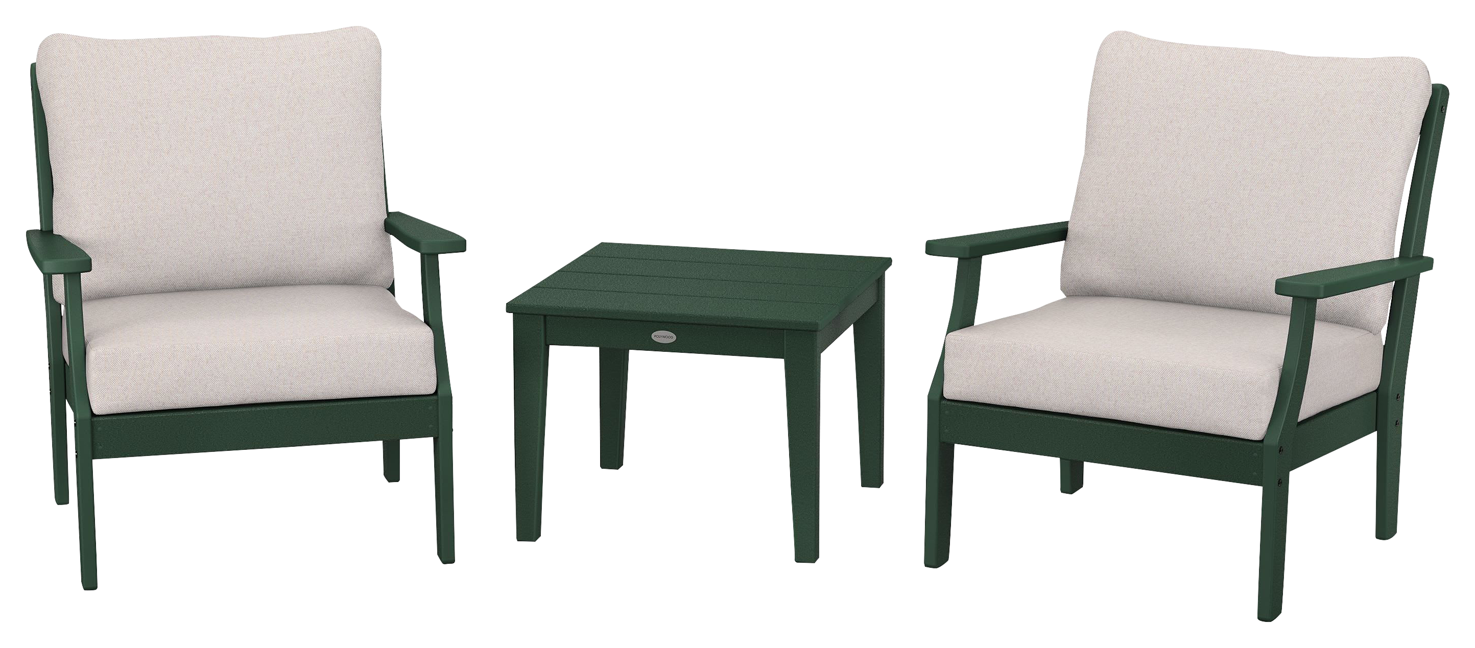 Image of POLYWOOD Braxton 3-Piece Deep-Seating Set - Green/Dune Burlap