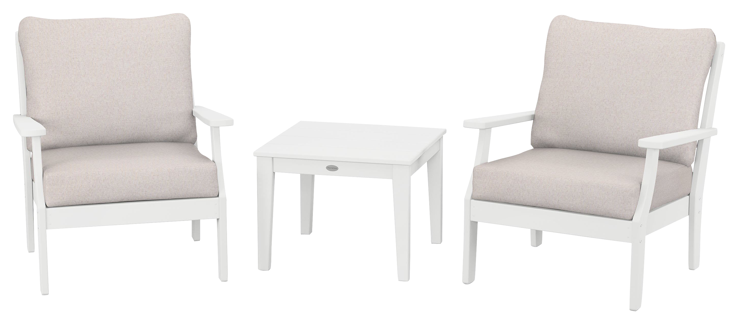 Image of POLYWOOD Braxton 3-Piece Deep-Seating Set - White/Dune Burlap