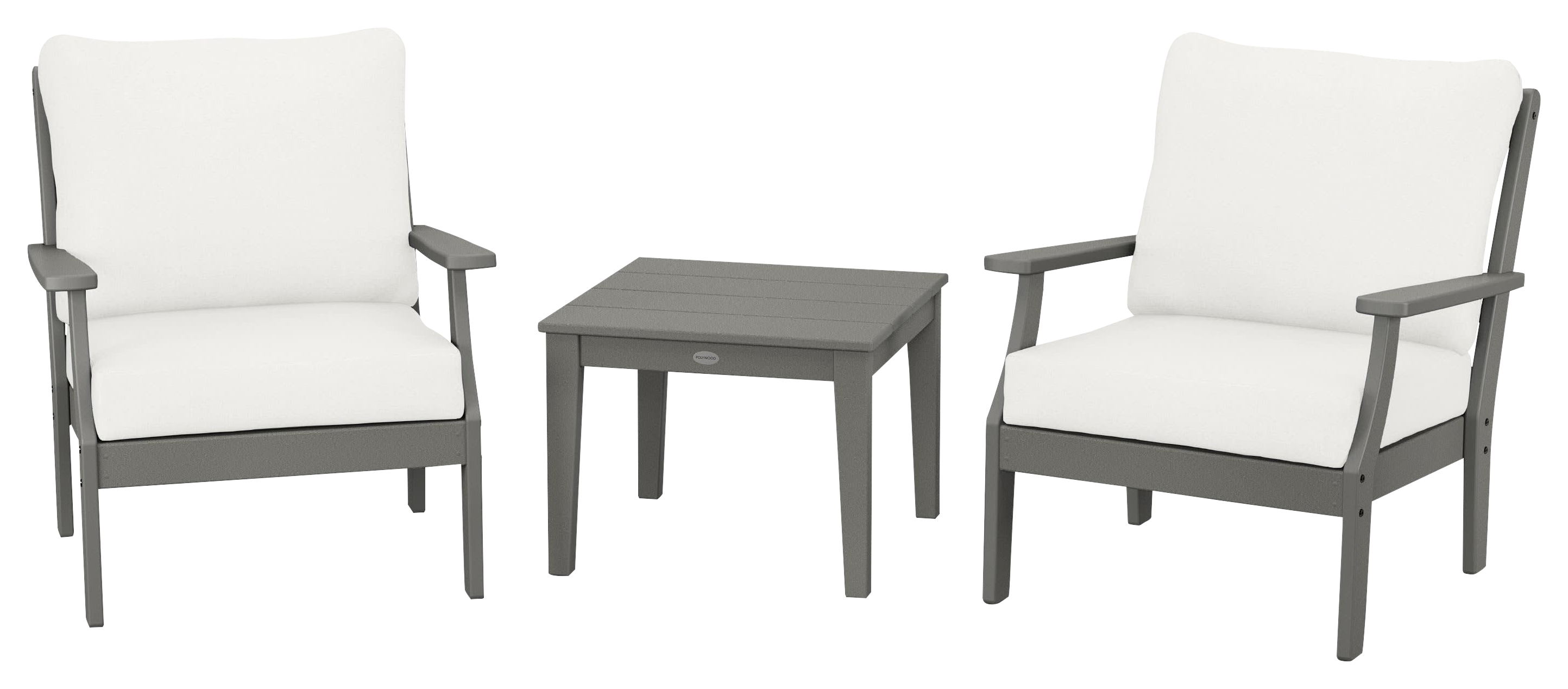 Image of POLYWOOD Braxton 3-Piece Deep-Seating Set - Slate Grey/Natural Linen