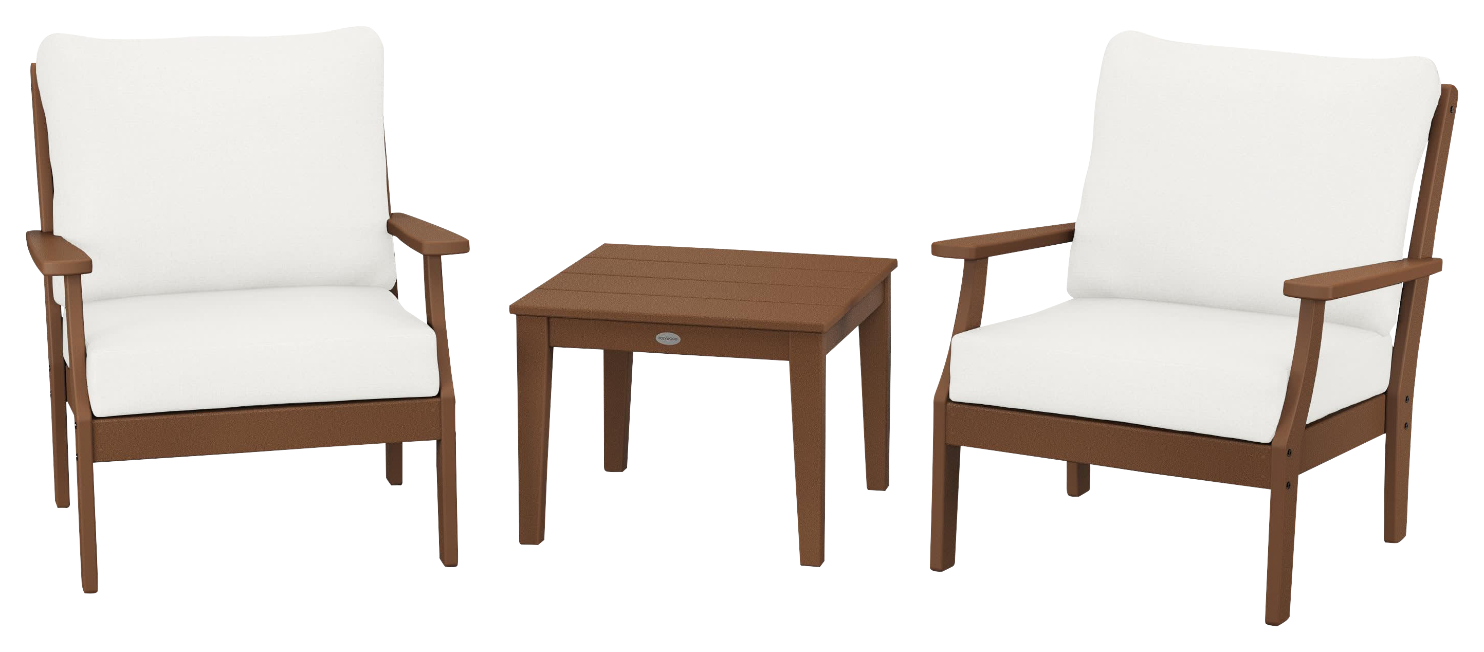 Image of POLYWOOD Braxton 3-Piece Deep-Seating Set - Teak/Natural Linen