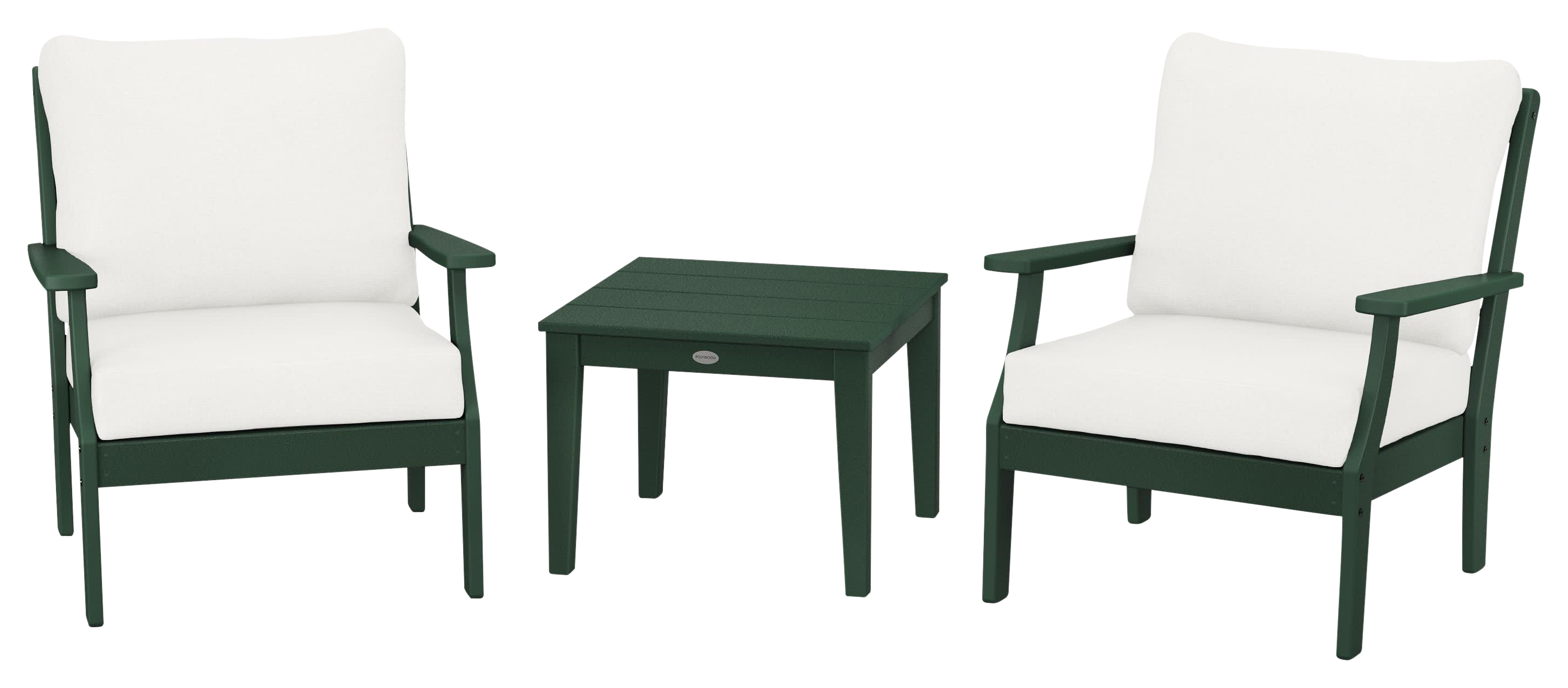 Image of POLYWOOD Braxton 3-Piece Deep-Seating Set - Green/Natural Linen
