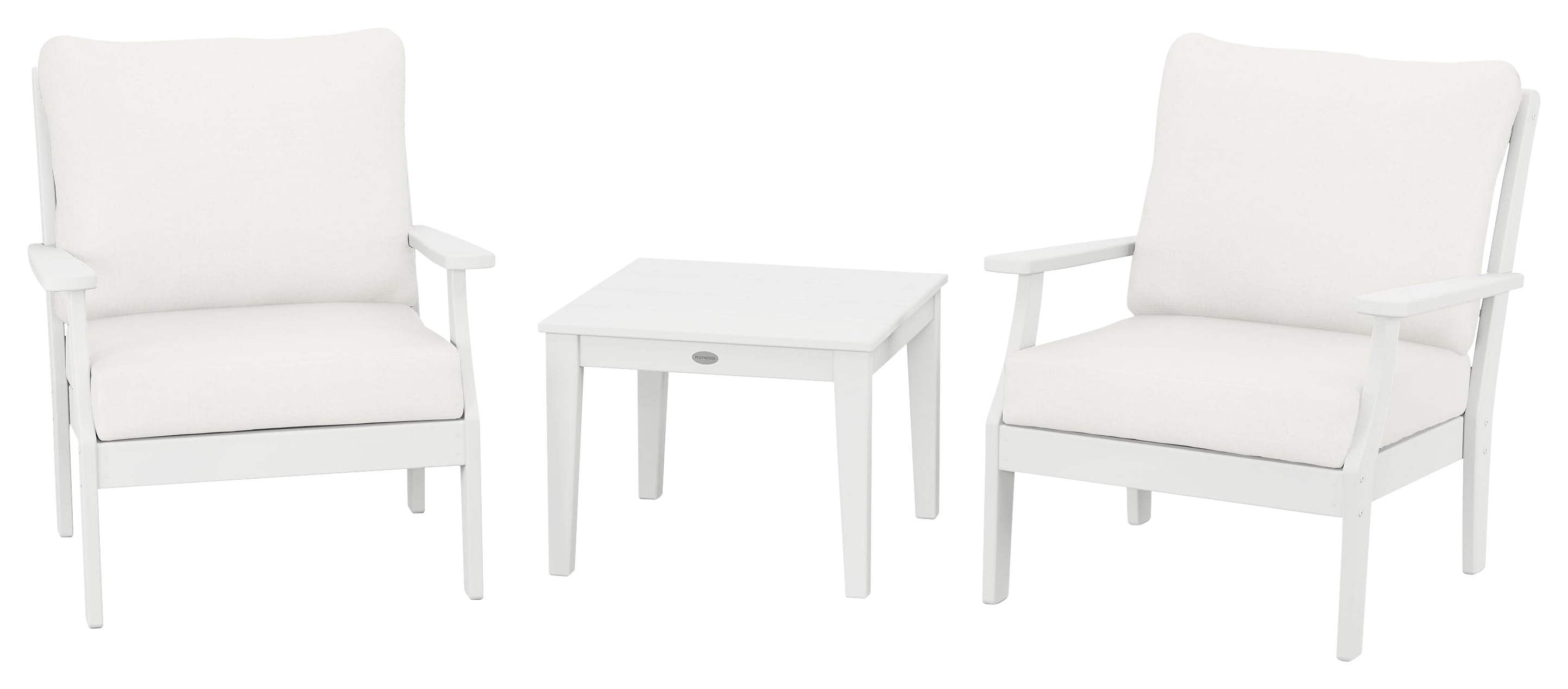 Image of POLYWOOD Braxton 3-Piece Deep-Seating Set - White/Natural Linen