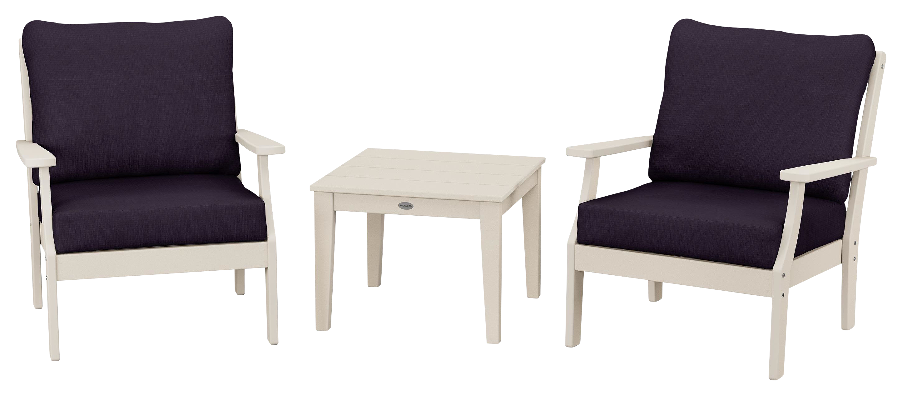 Image of POLYWOOD Braxton 3-Piece Deep-Seating Set - Sand/Navy Linen