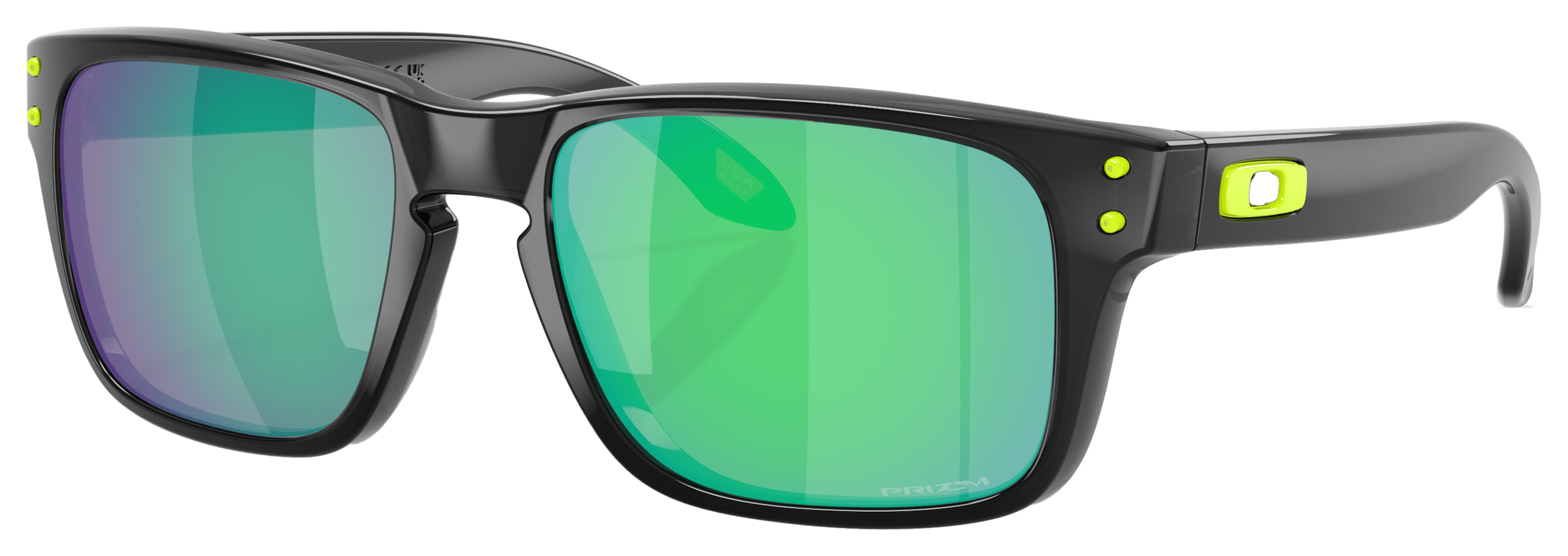 Image of Oakley Jr. Holbrook XXS OJ9014 Prizm Grey Mirror Sunglasses for Kids - Polished Black/Prizm Jade Mirror - Large