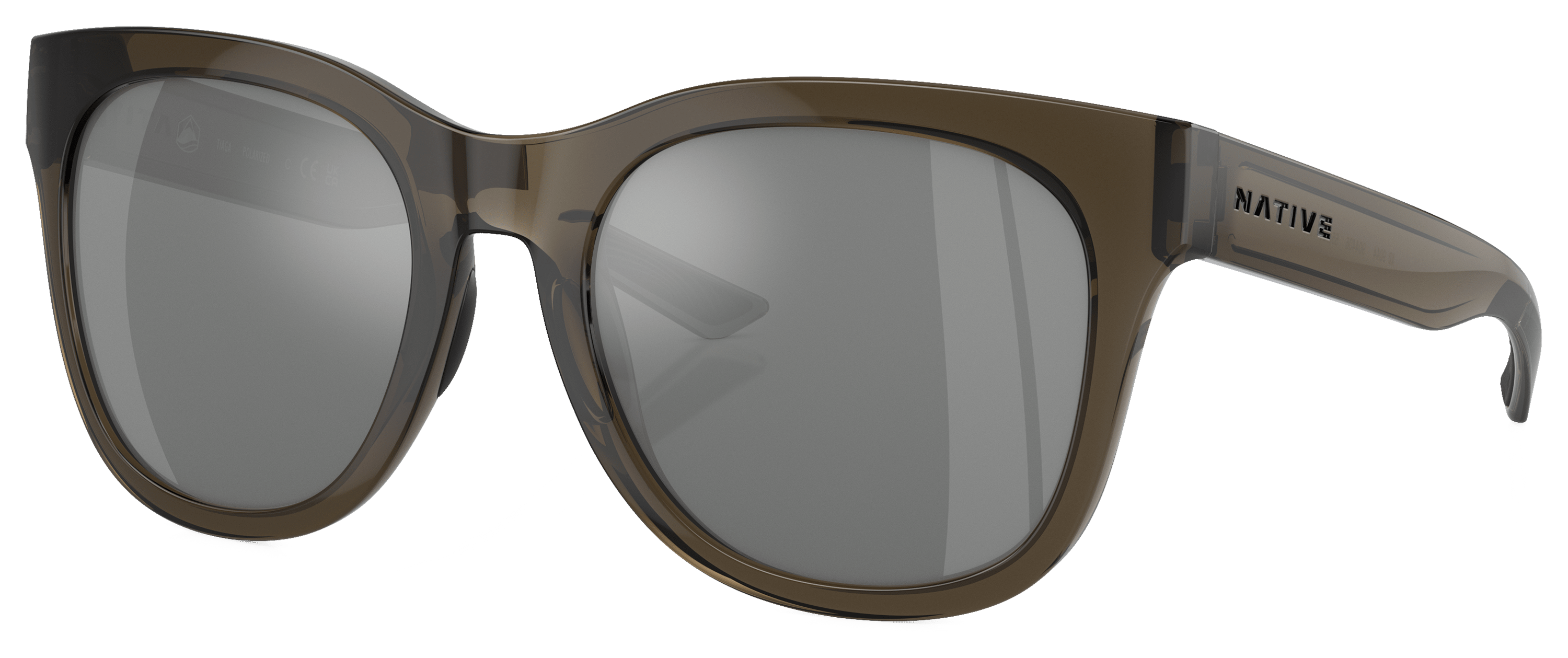 Image of Native Eyewear Tiaga XD9044 Polarized Sunglasses for Ladies - Smokey Quartz/Silver Reflex Mirror - X-Large