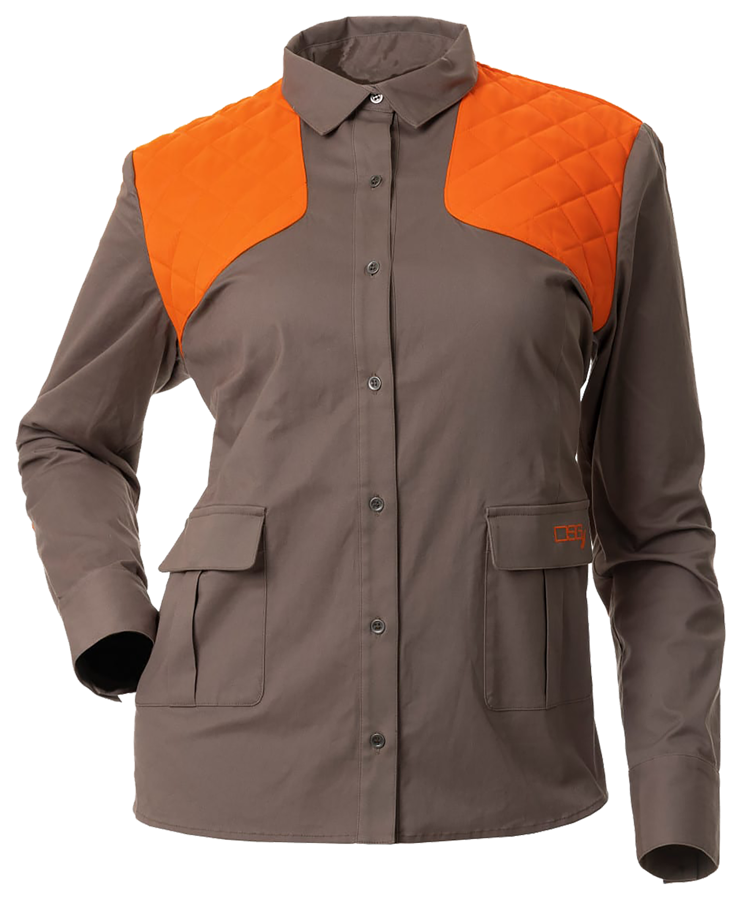 Image of DSG Outerwear Upland Long-Sleeve Button-Down Shirt for Ladies - Blaze Orange/Stone Grey