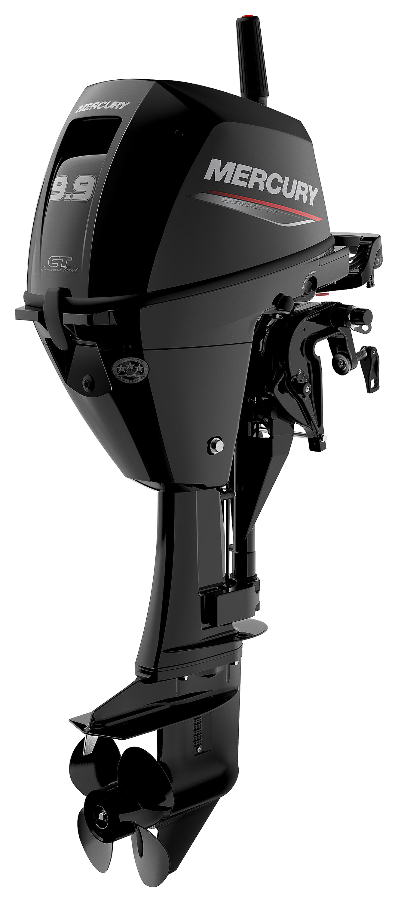 Mercury 9.9hp EFI Tiller FourStroke Command Thrust Manual Outboard Motor with 20' Shaft