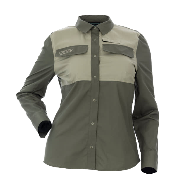 Image of DSG Outerwear Field Long-Sleeve Button-Down Shirt for Ladies - Sage/Khaki