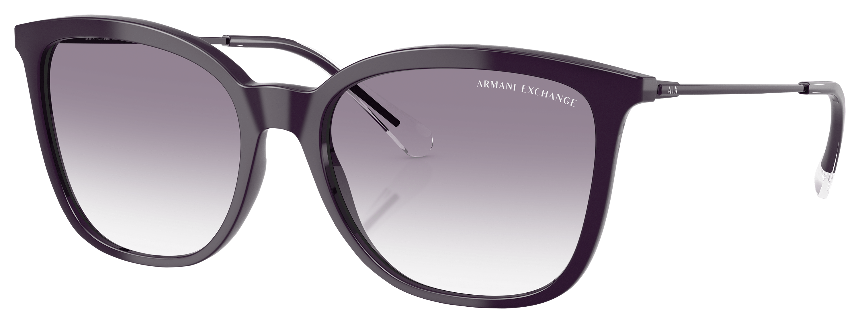 Image of Armani Exchange AX4151S Sunglasses for Ladies - Shiny Dark Purple/Clear/Blue Gradient