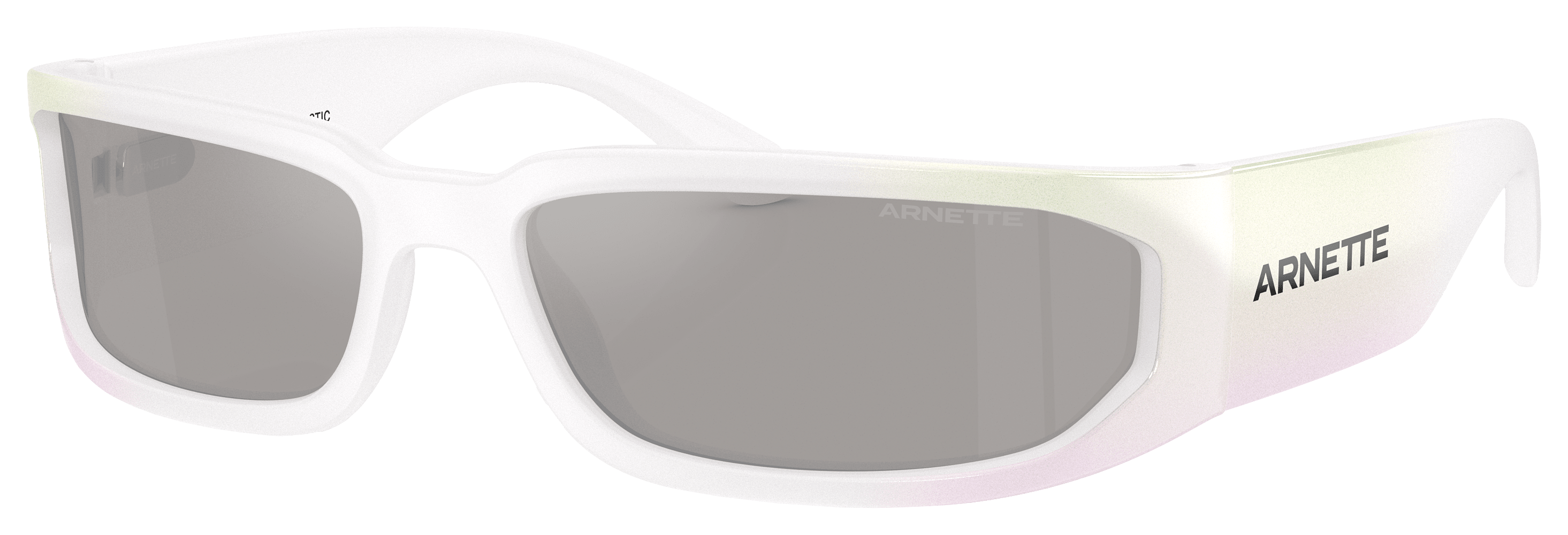 Image of Arnette Smaze AN4349 Sunglasses - Opalescent White Gradient/Light Gray SIlver Mirror - Large