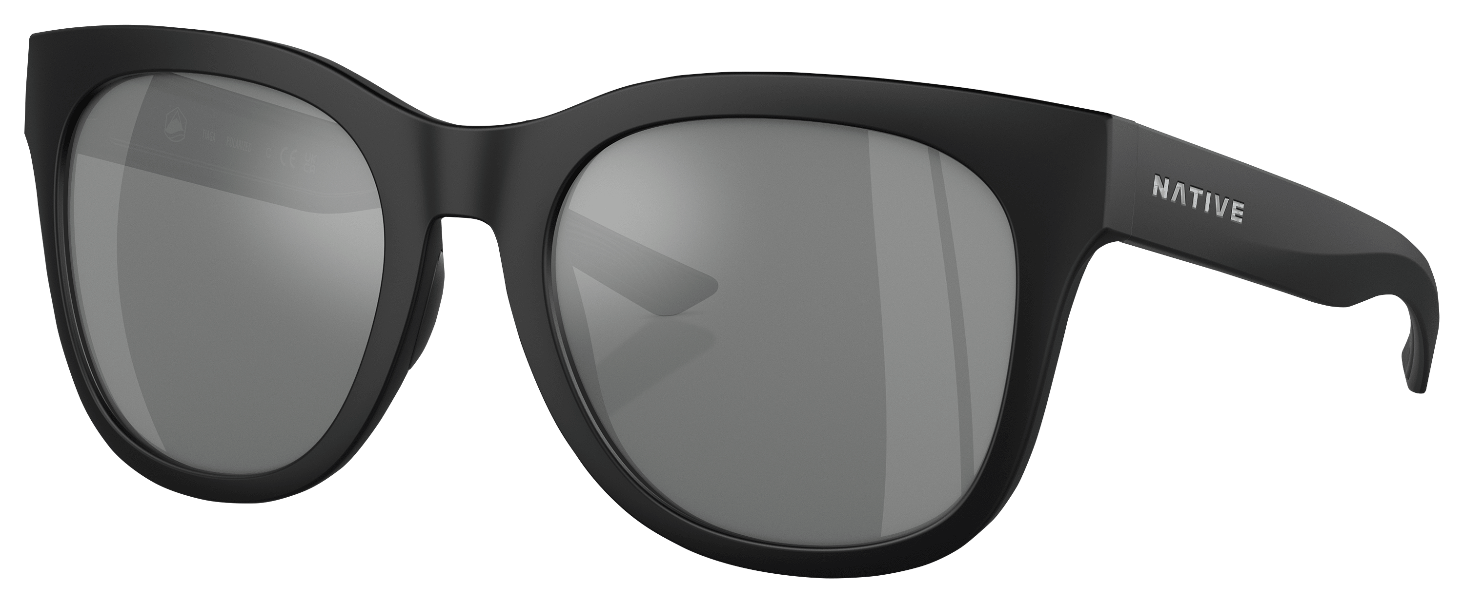 Image of Native Eyewear Tiaga XD9044 Polarized Sunglasses for Ladies - Matte Black/Silver Reflex Mirror - X-Large