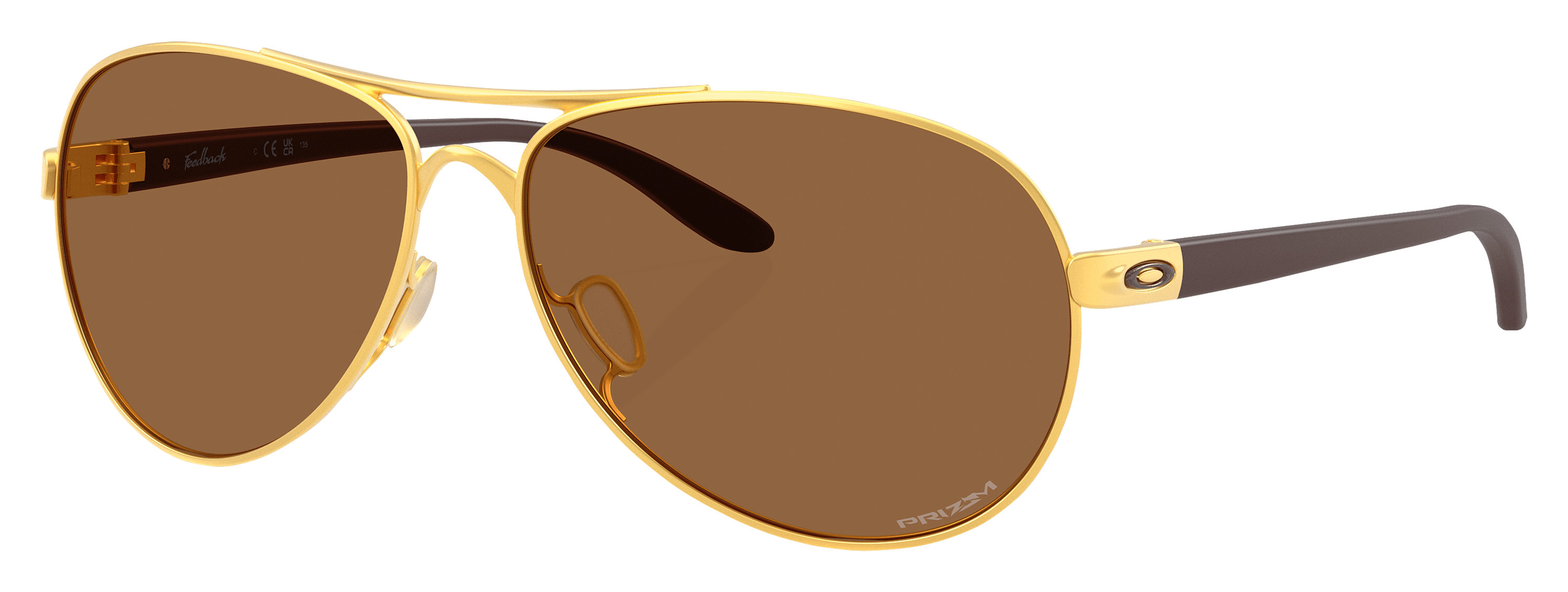 Image of Oakley Feedback OO4079 Prizm Bronze Mirror Polarized Sunglasses for Ladies - Satin Gold/Prizm Bronze Mirror - Medium