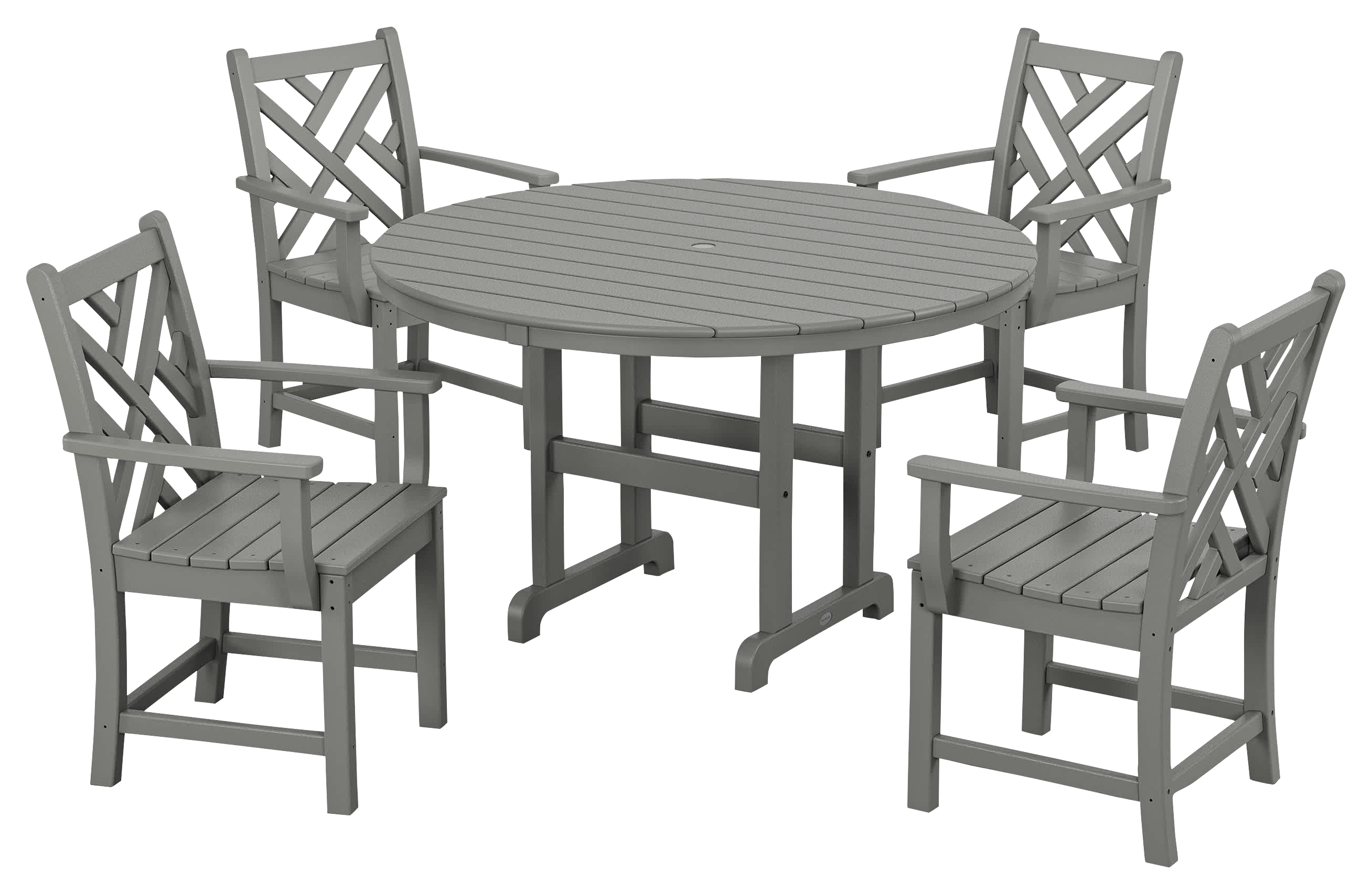 Image of POLYWOOD Chippendale 5-Piece Round Farmhouse Dining Set - Slate