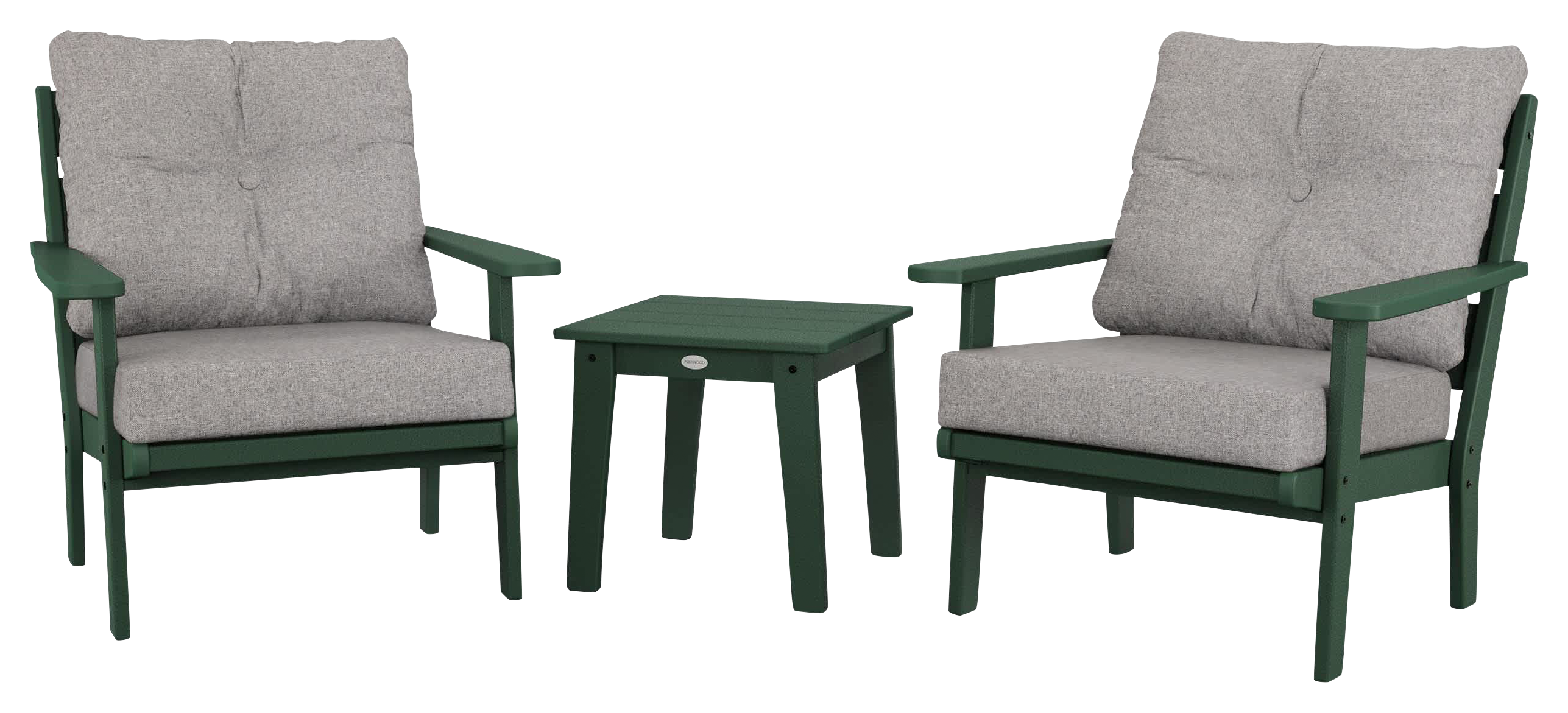 Image of POLYWOOD Lakeside 3-Piece Deep-Seating Chair Set - Green/Grey Mist