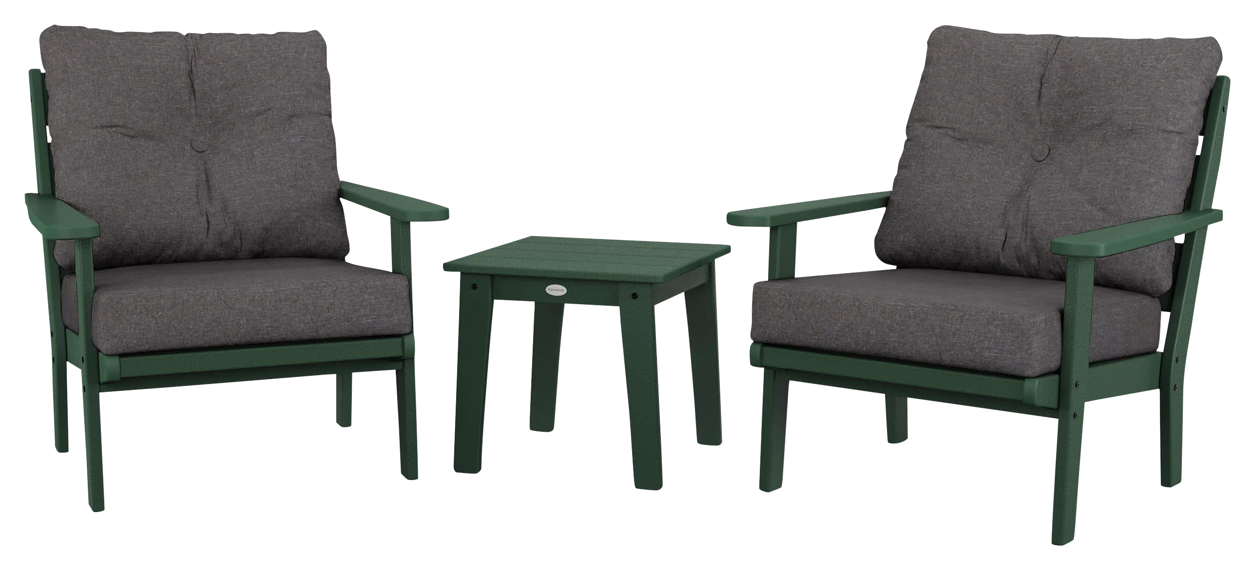 Image of POLYWOOD Lakeside 3-Piece Deep-Seating Chair Set - Green/Ash Charcoal