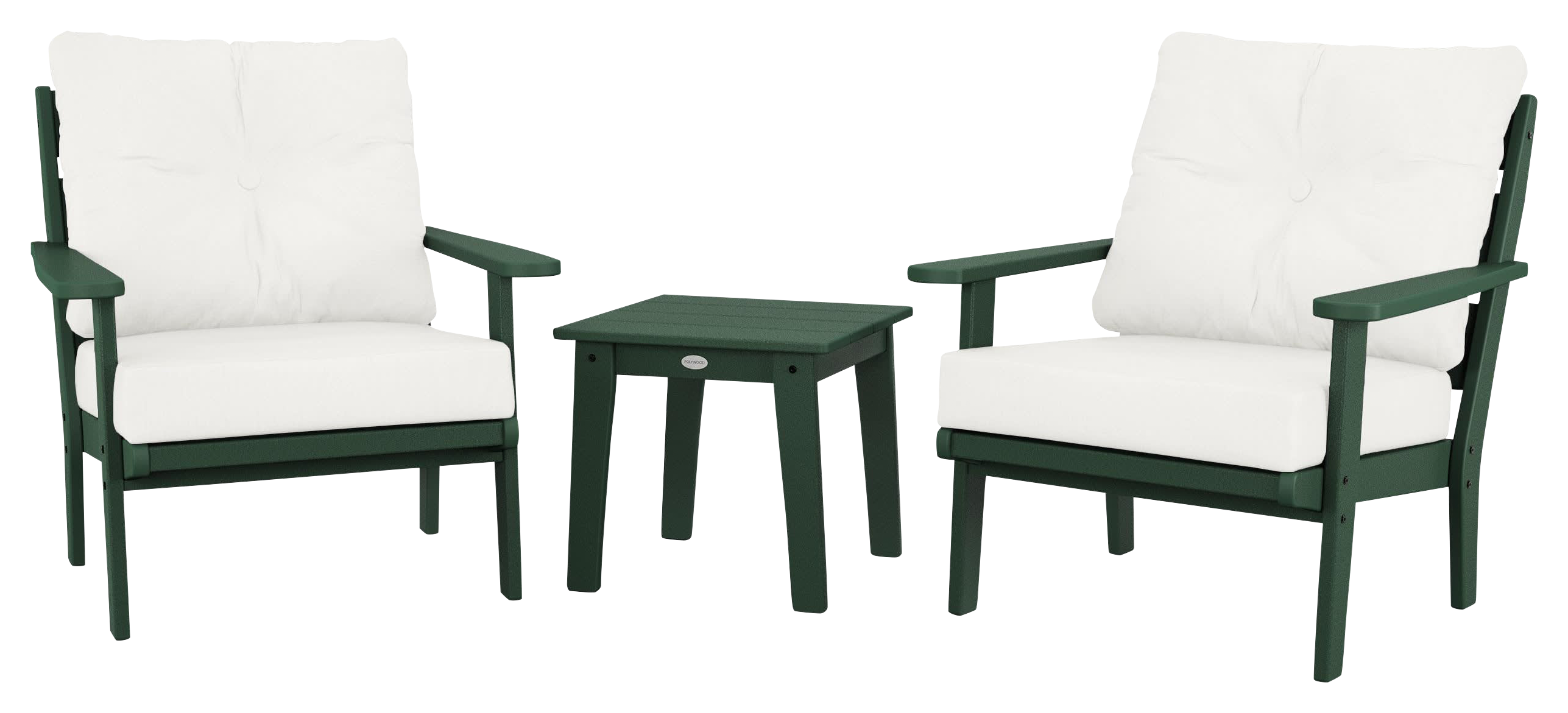 Image of POLYWOOD Lakeside 3-Piece Deep-Seating Chair Set - Green/Natural