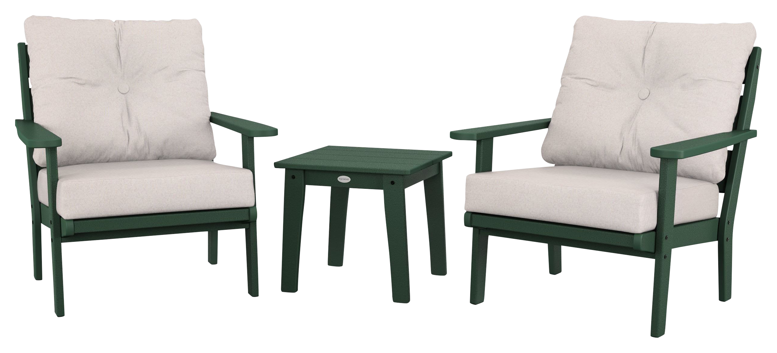 Image of POLYWOOD Lakeside 3-Piece Deep-Seating Chair Set - Green/Dune