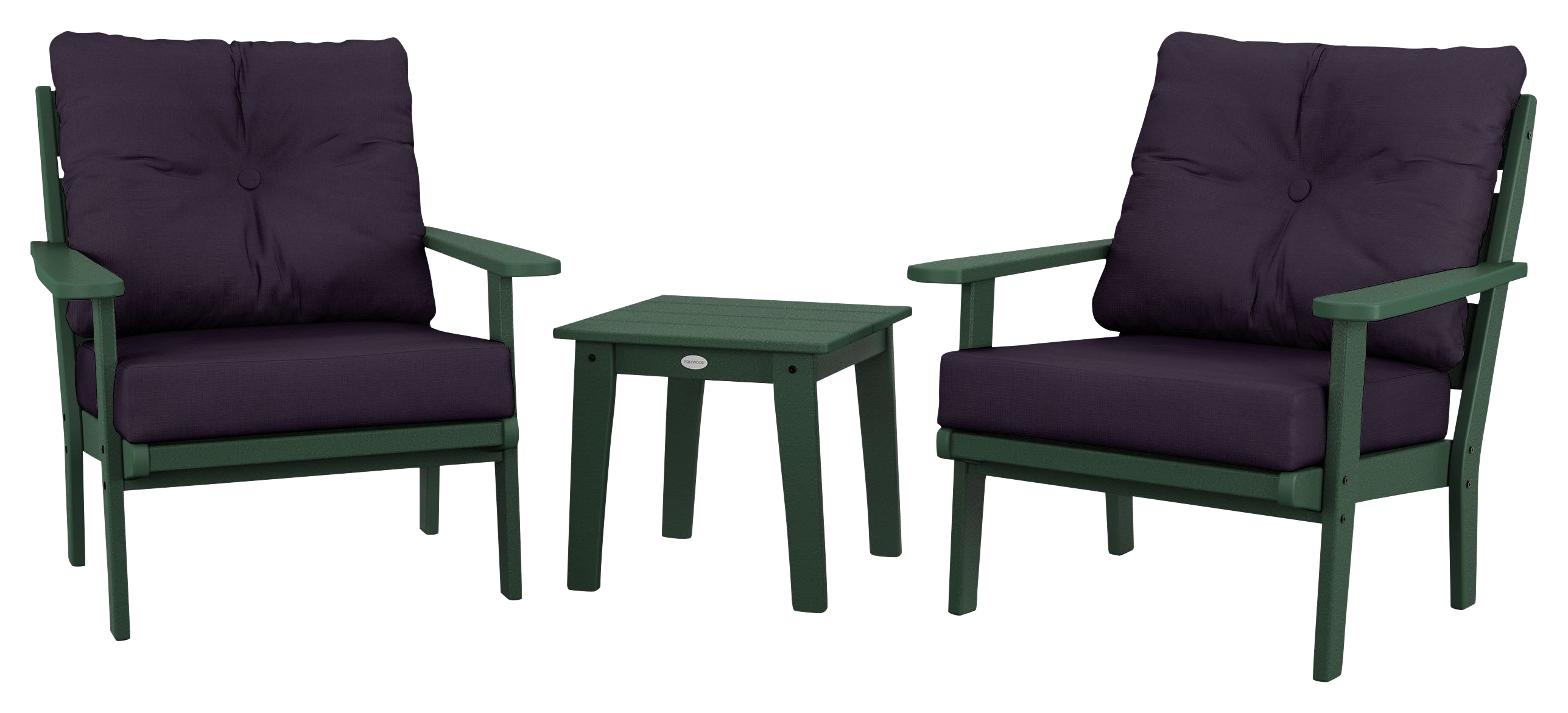 Image of POLYWOOD Lakeside 3-Piece Deep-Seating Chair Set - Green/Navy