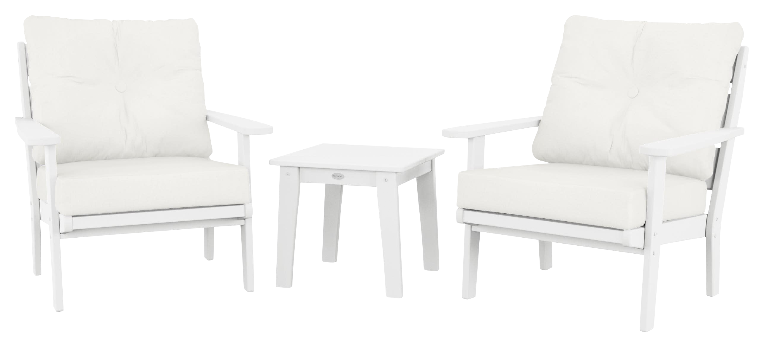 Image of POLYWOOD Lakeside 3-Piece Deep-Seating Chair Set - White/Natural