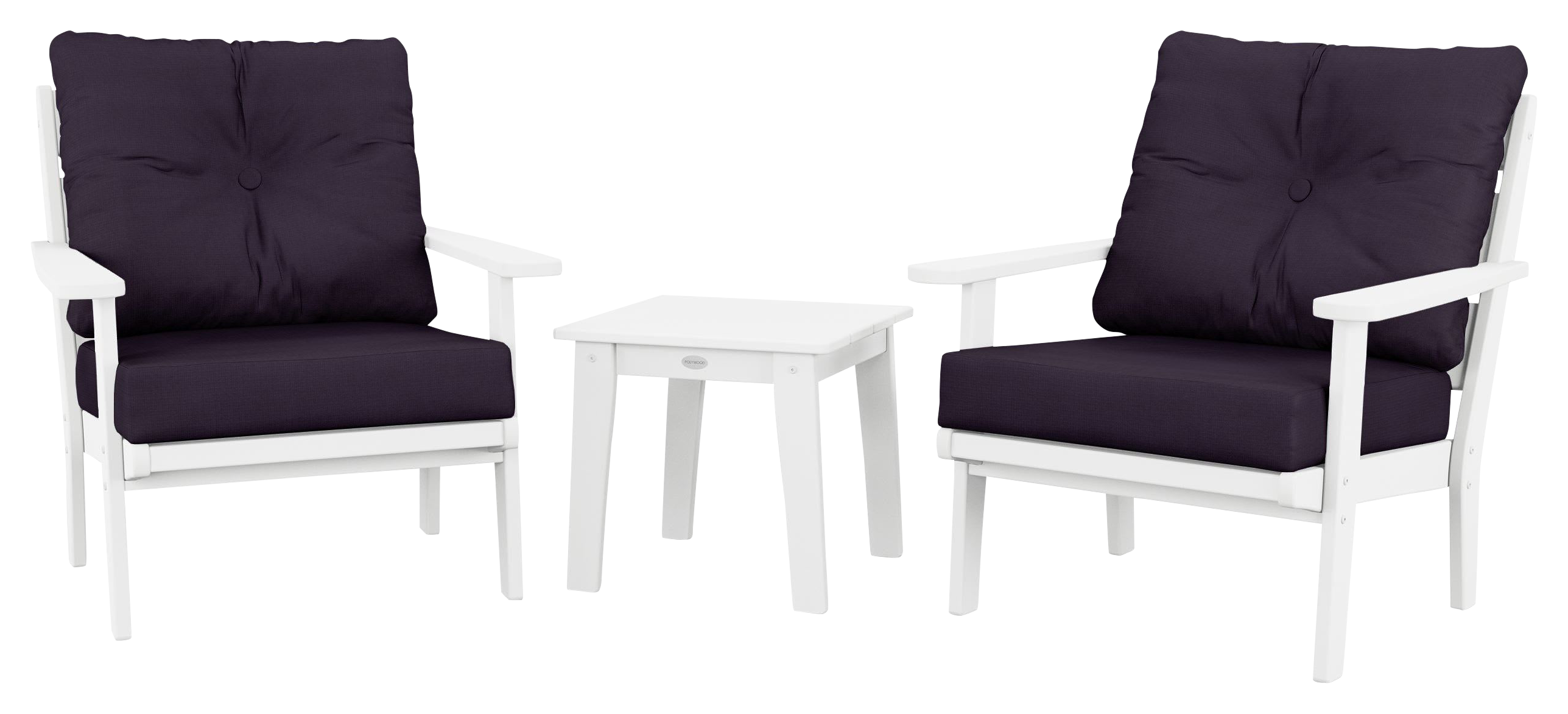 Image of POLYWOOD Lakeside 3-Piece Deep-Seating Chair Set - White/Navy