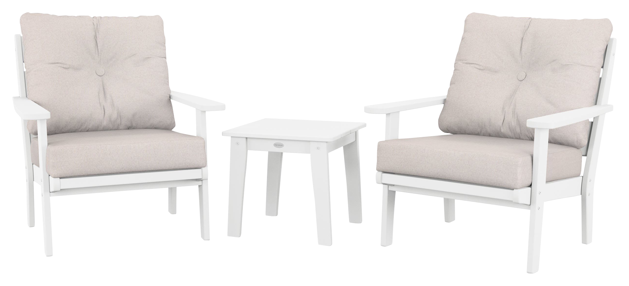 Image of POLYWOOD Lakeside 3-Piece Deep-Seating Chair Set - White/Dune