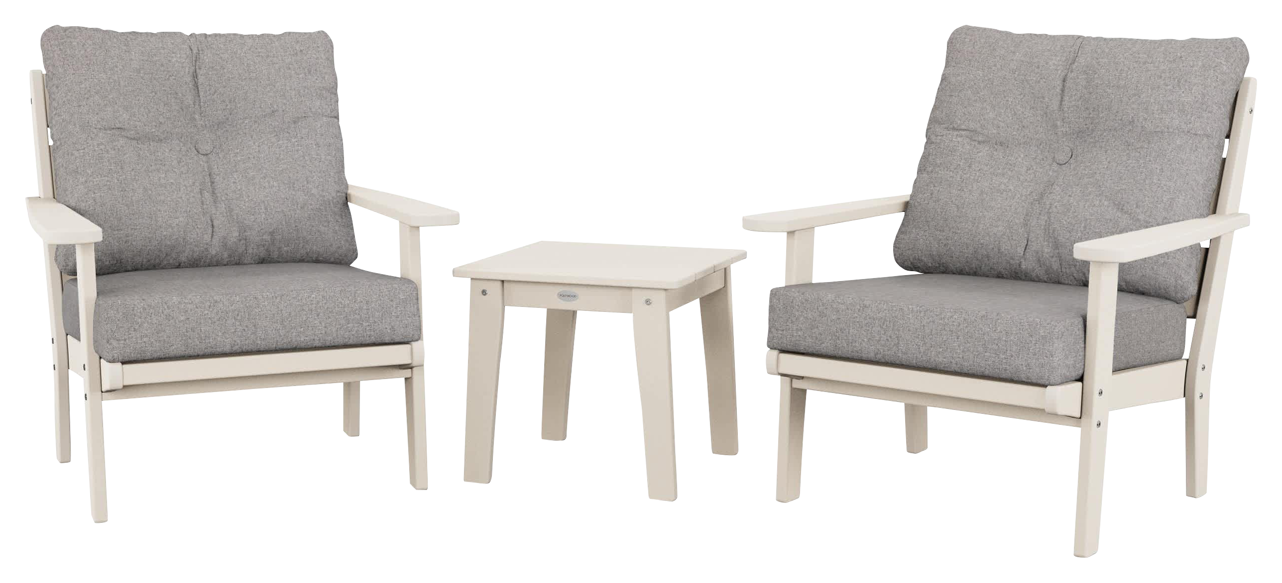 Image of POLYWOOD Lakeside 3-Piece Deep-Seating Chair Set - Sand/Grey Mist