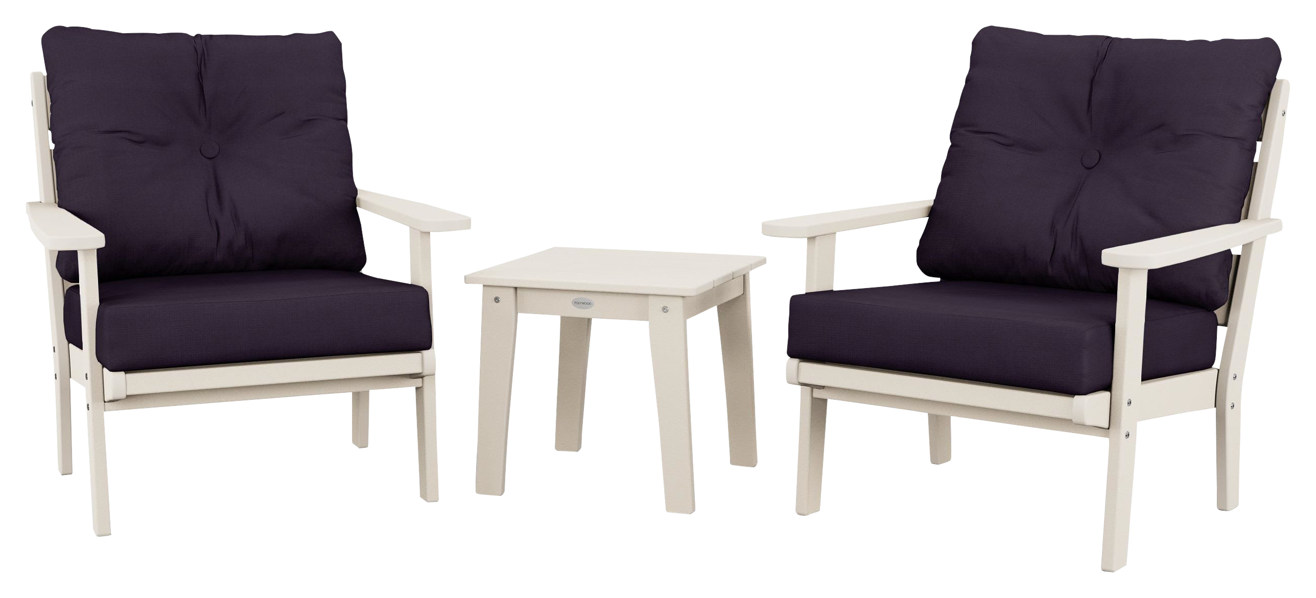 Image of POLYWOOD Lakeside 3-Piece Deep-Seating Chair Set - Sand/Navy