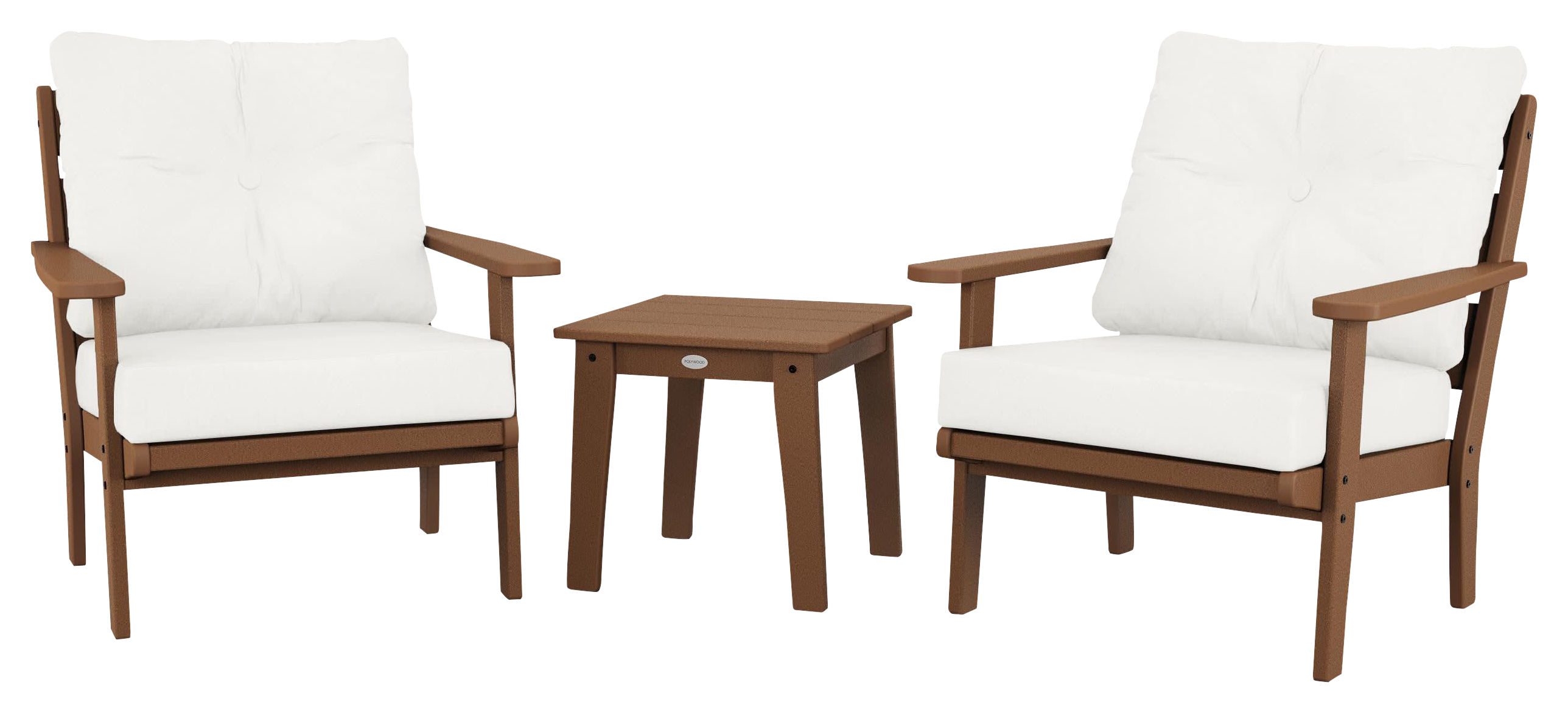Image of POLYWOOD Lakeside 3-Piece Deep-Seating Chair Set - Teak/Natural