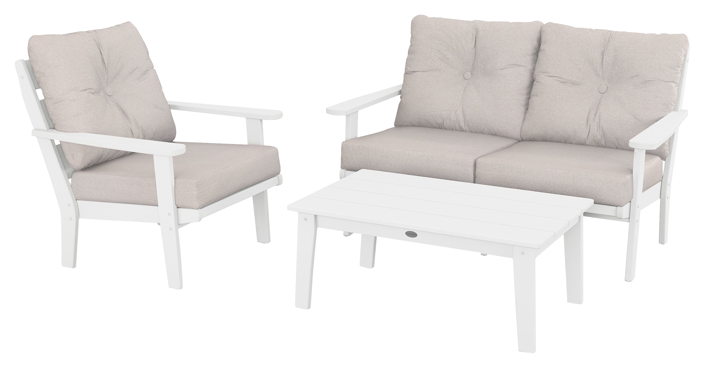 Image of POLYWOOD Lakeside 3-Piece Deep-Seating Set - White/Dune