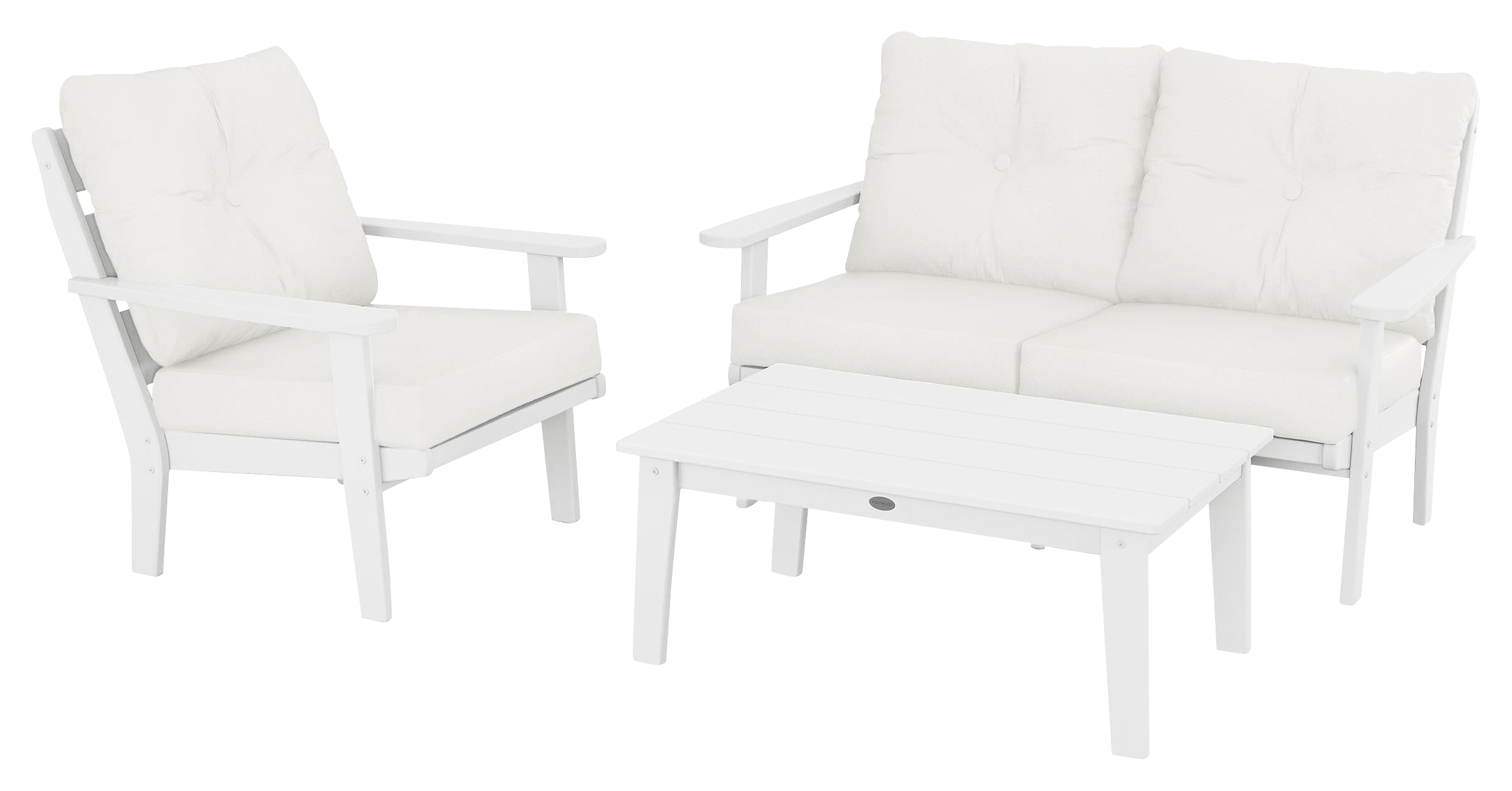 Image of POLYWOOD Lakeside 3-Piece Deep-Seating Set - White/Natural