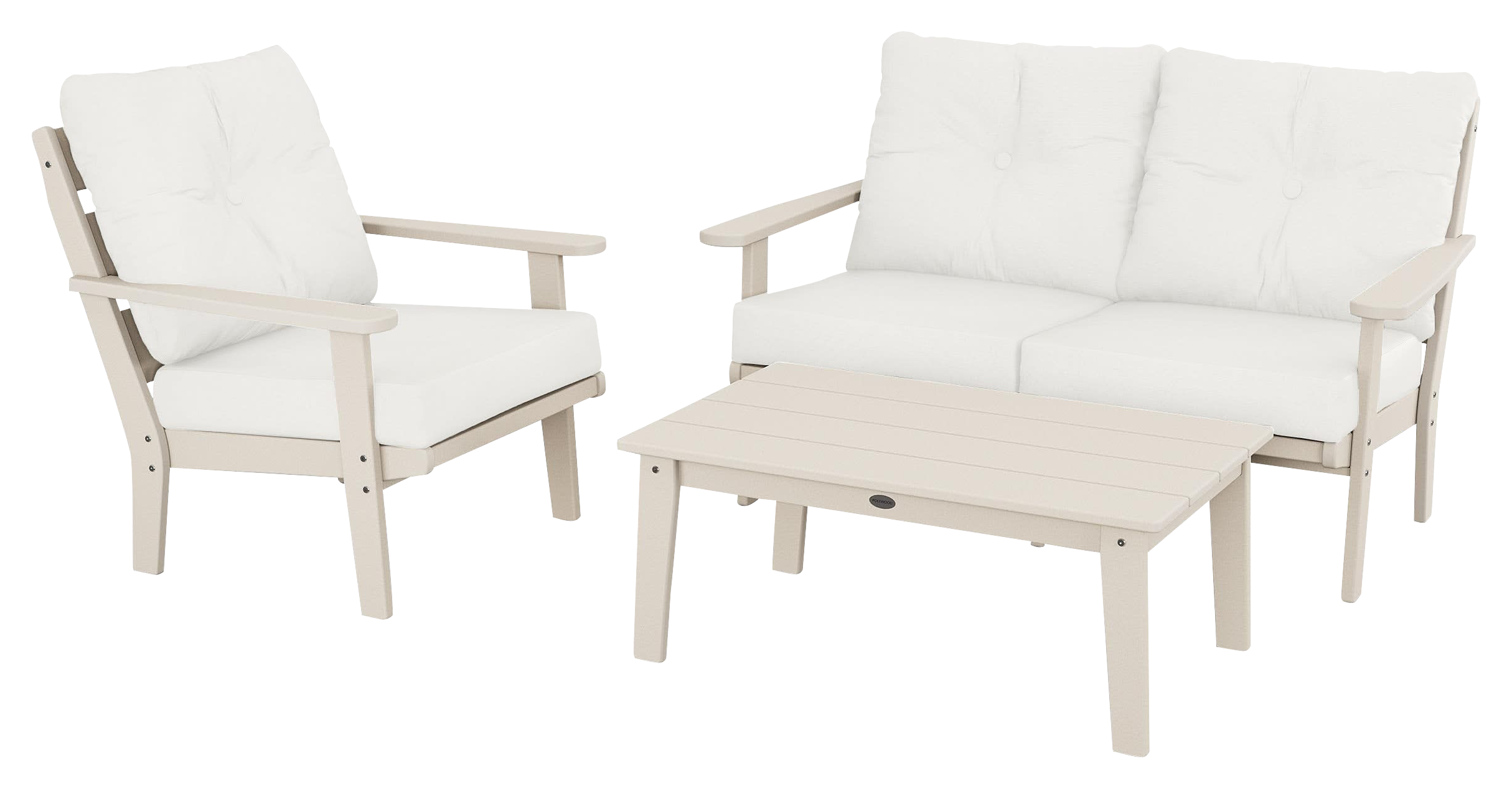 Image of POLYWOOD Lakeside 3-Piece Deep-Seating Set - Sand/Natural
