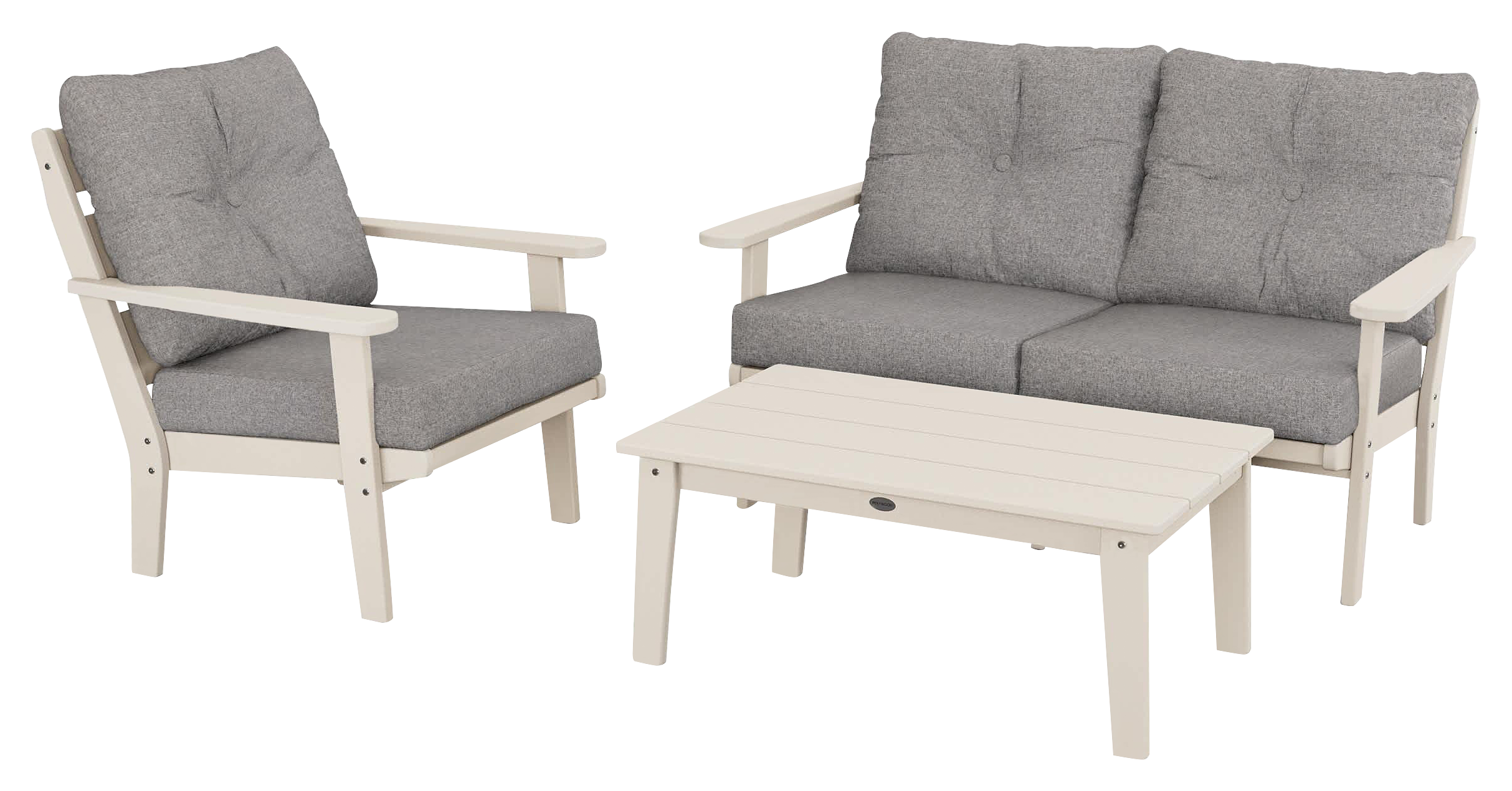 Image of POLYWOOD Lakeside 3-Piece Deep-Seating Set - Sand/Grey