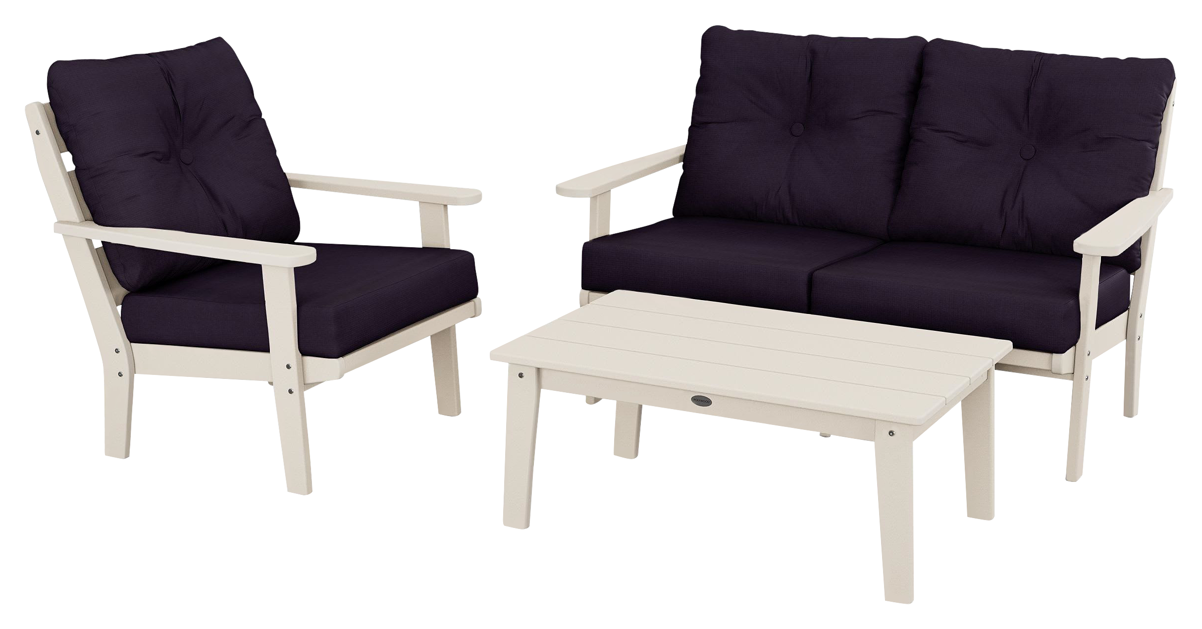 Image of POLYWOOD Lakeside 3-Piece Deep-Seating Set - Sand/Navy