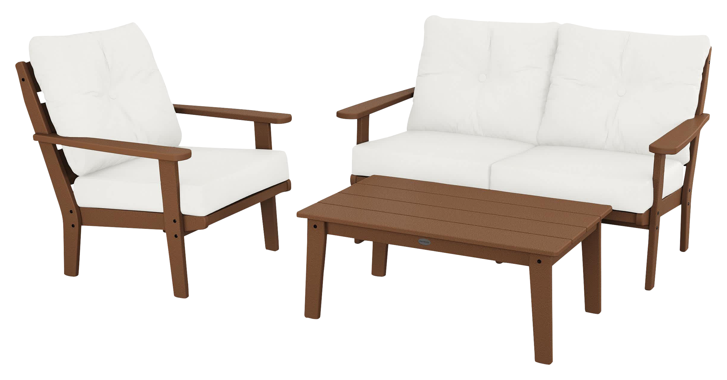 Image of POLYWOOD Lakeside 3-Piece Deep-Seating Set - Teak/Natural