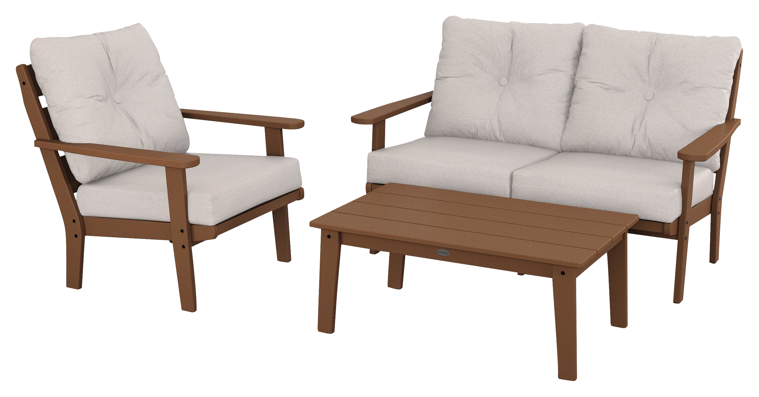 Image of POLYWOOD Lakeside 3-Piece Deep-Seating Set - Teak/Dune
