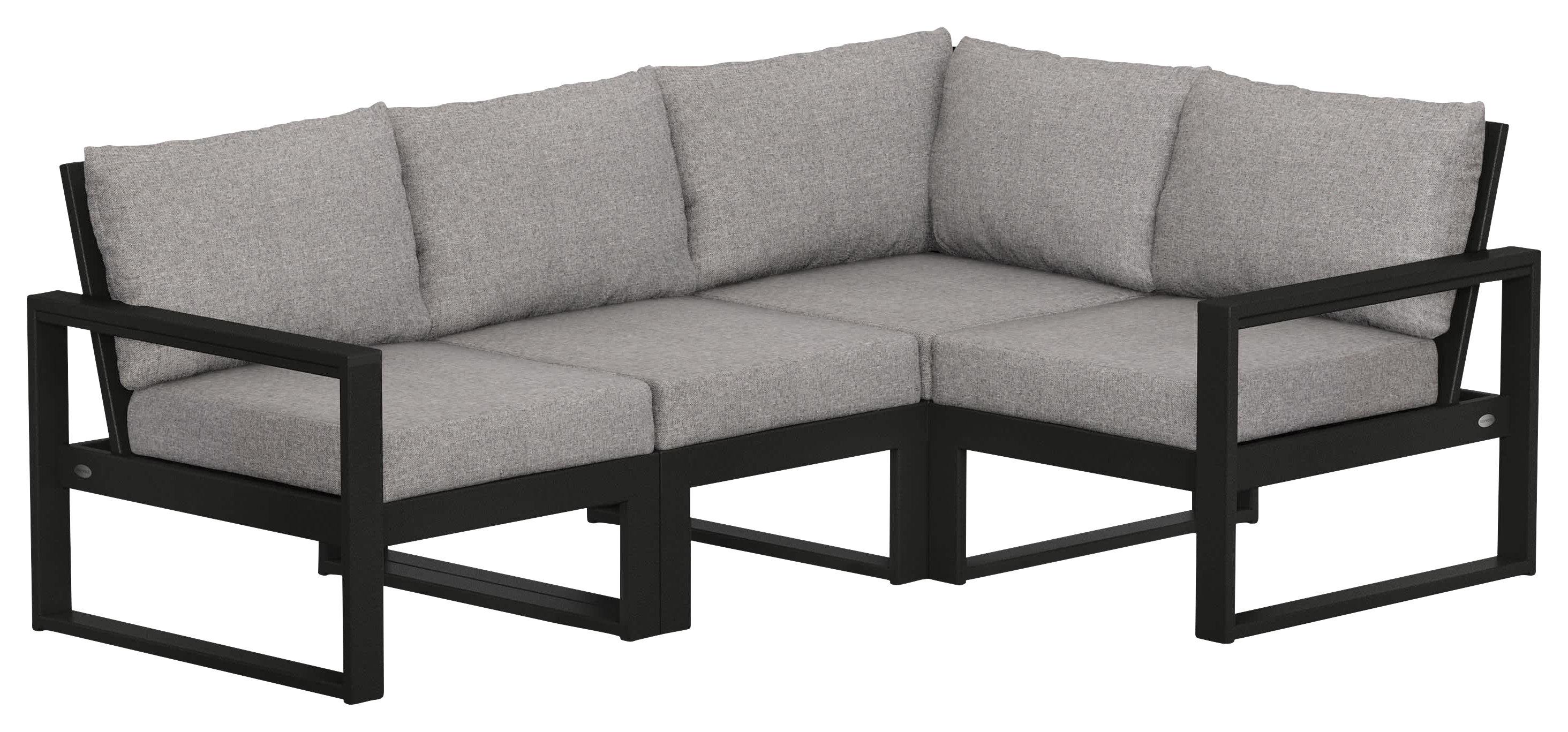 Image of POLYWOOD EDGE 4-Piece Modular Deep-Seating Set - Black/Grey Mist