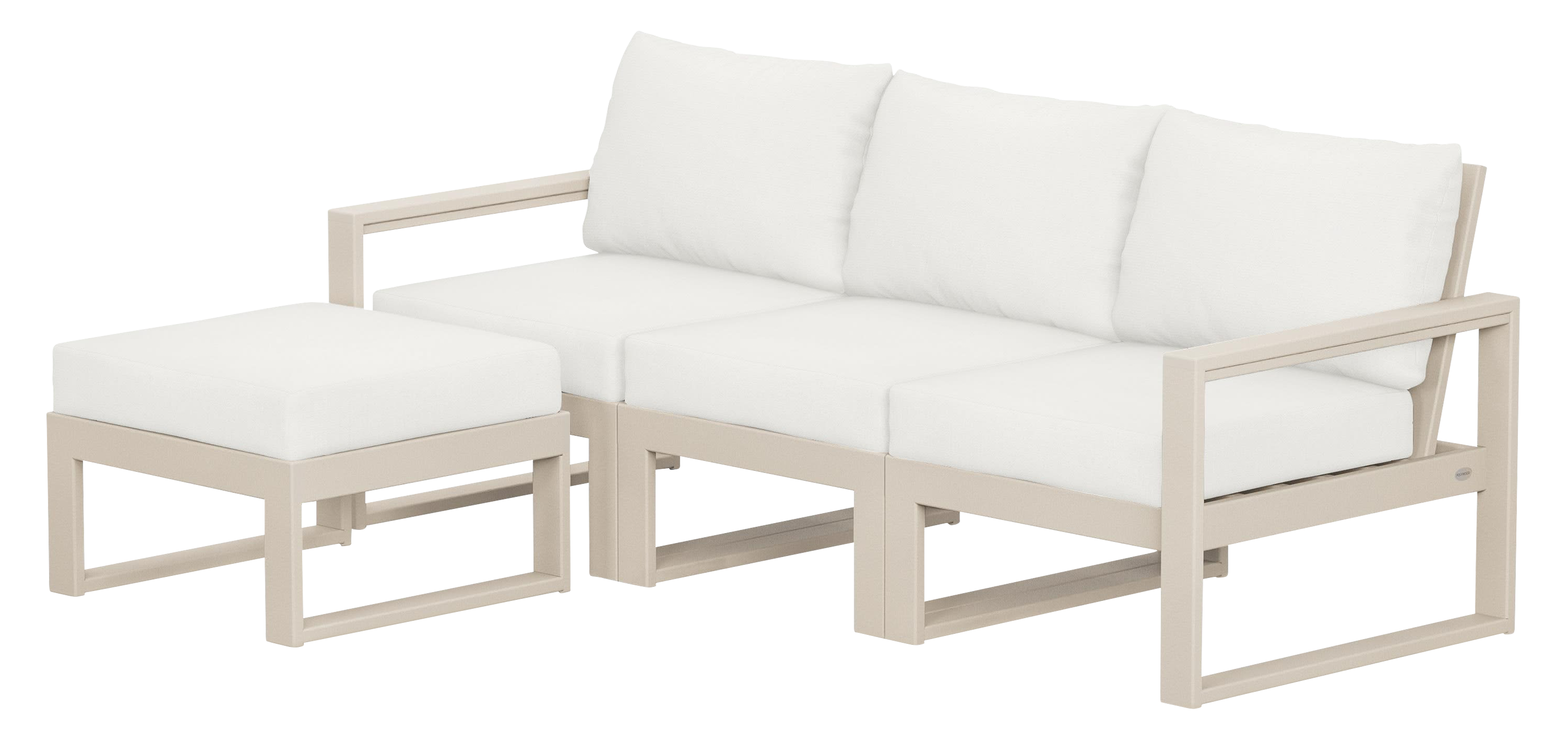 Image of POLYWOOD EDGE 4-Piece Modular Deep-Seating Set with Ottoman - Sand/Natural