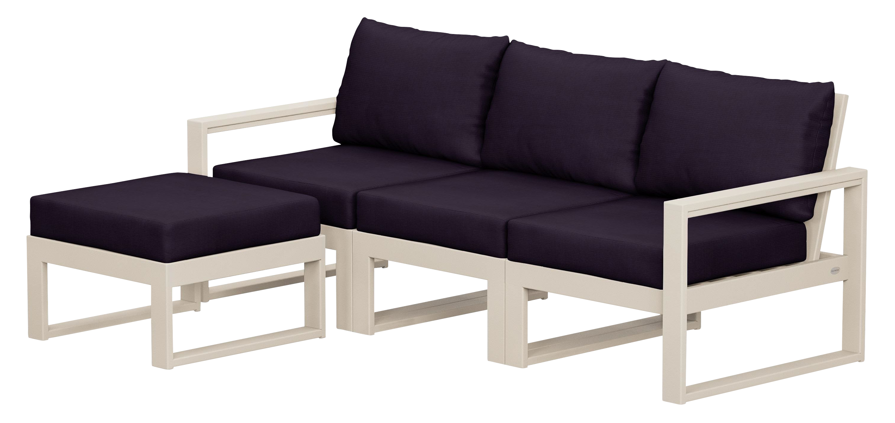 Image of POLYWOOD EDGE 4-Piece Modular Deep-Seating Set with Ottoman - Sand/Navy