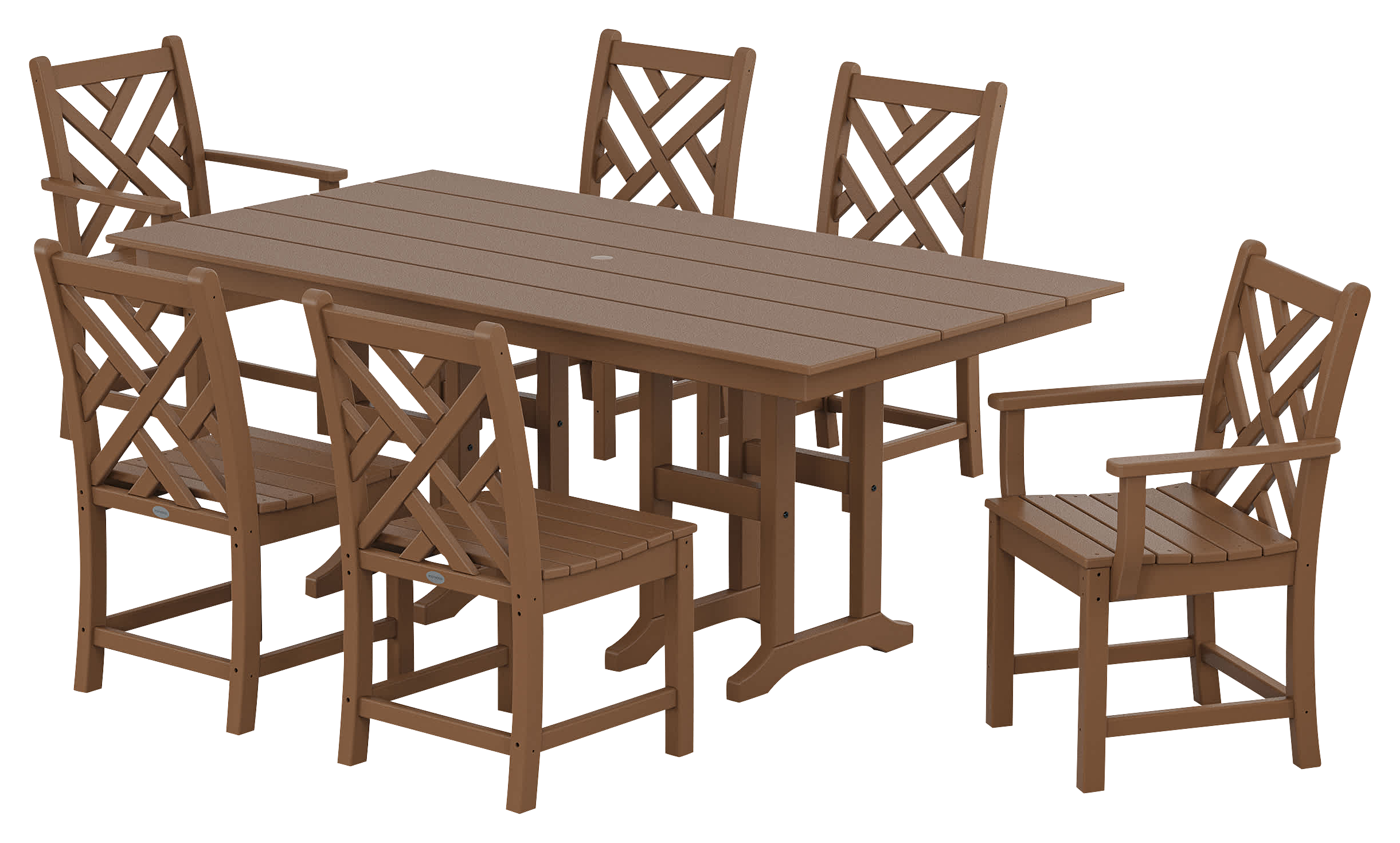 Image of POLYWOOD Chippendale 7-Piece Farmhouse Dining Set - Teak